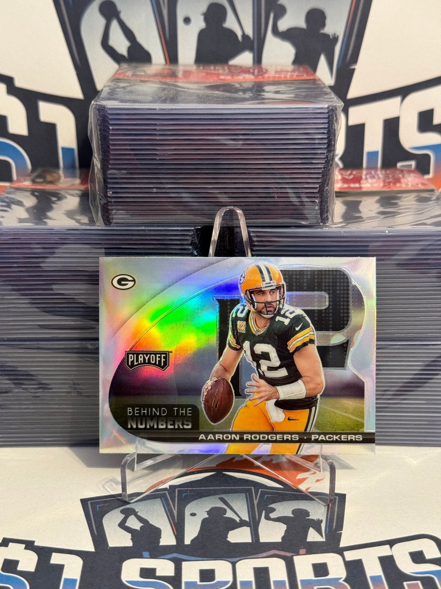 2021 Panini Playoff (Silver Prizm, Behind The Numbers) Aaron Rodgers #BTN-ARO