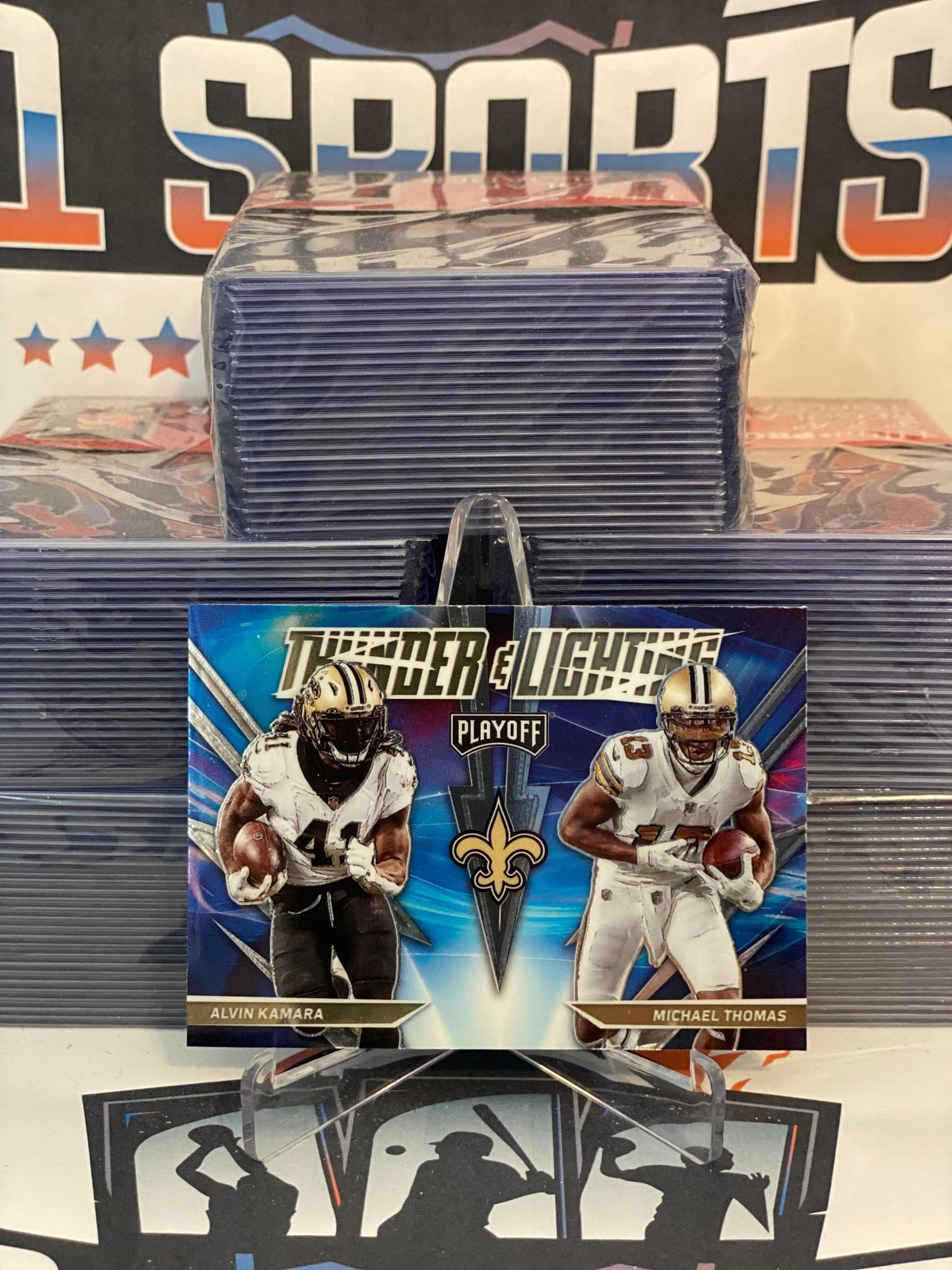 2021 Panini Playoff (Thunder & Lightning) Alvin Kamara & Michael Thomas #TL-14