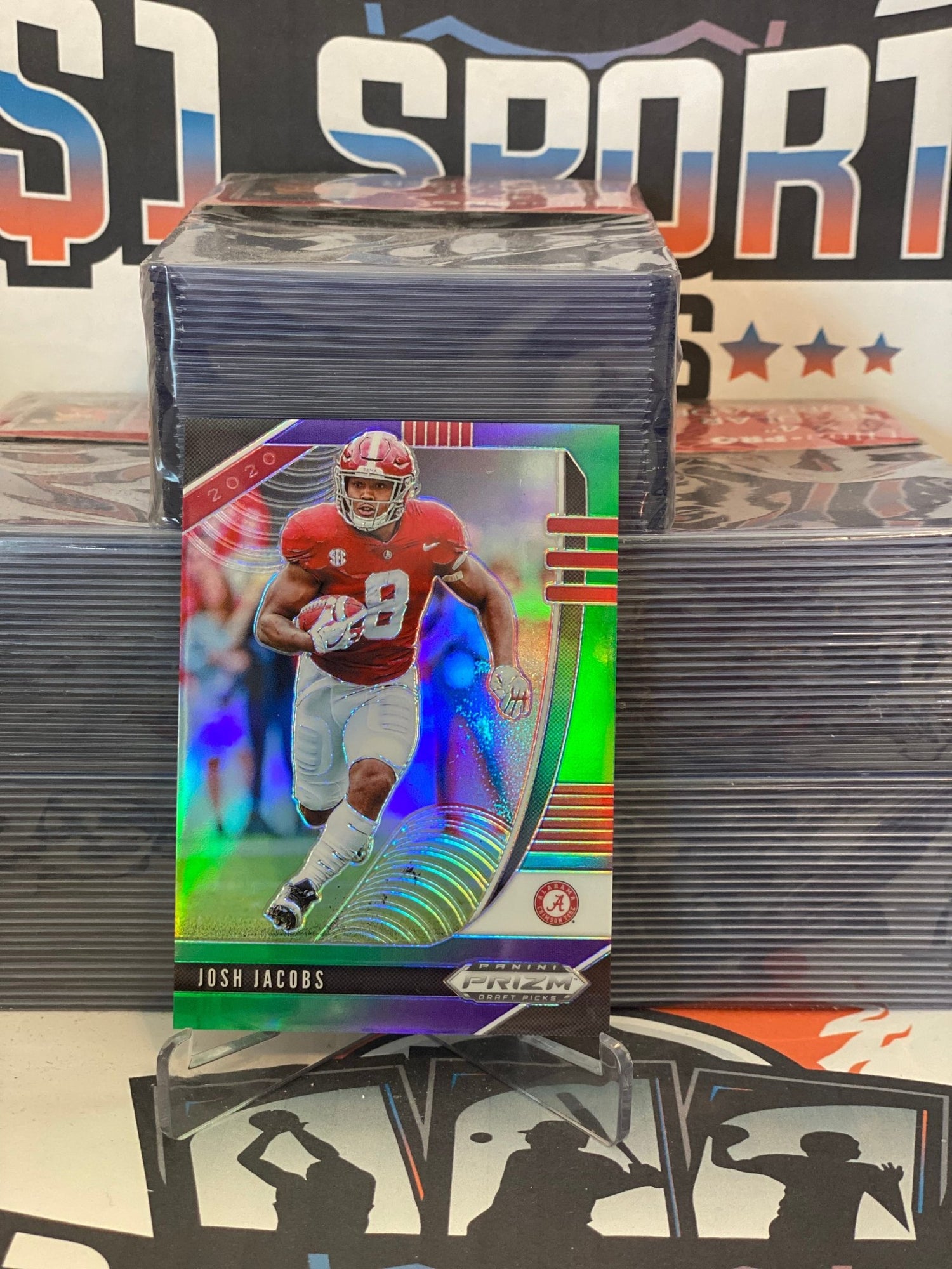 2021 Panini Prizm Draft Picks (Green Purple Prizm 070/199) Josh Jacobs #57