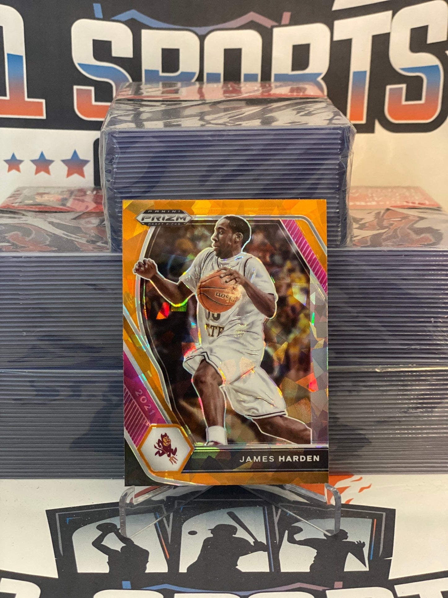 2021 Panini Prizm Draft Picks (Orange Ice Prizm) James Harden #53