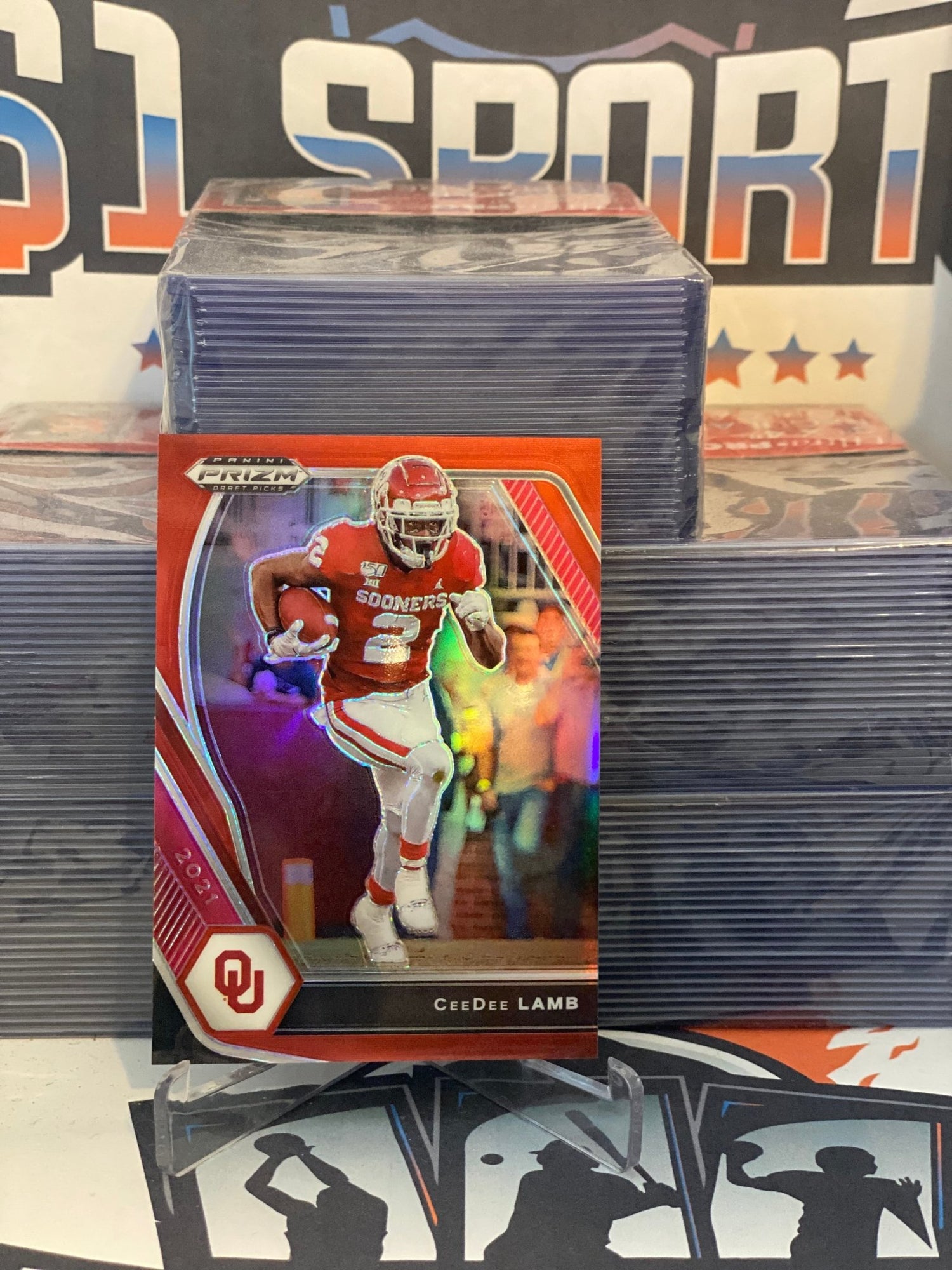 2021 Panini Prizm Draft Picks (Red Prizm 202/299) CeeDee Lamb #48
