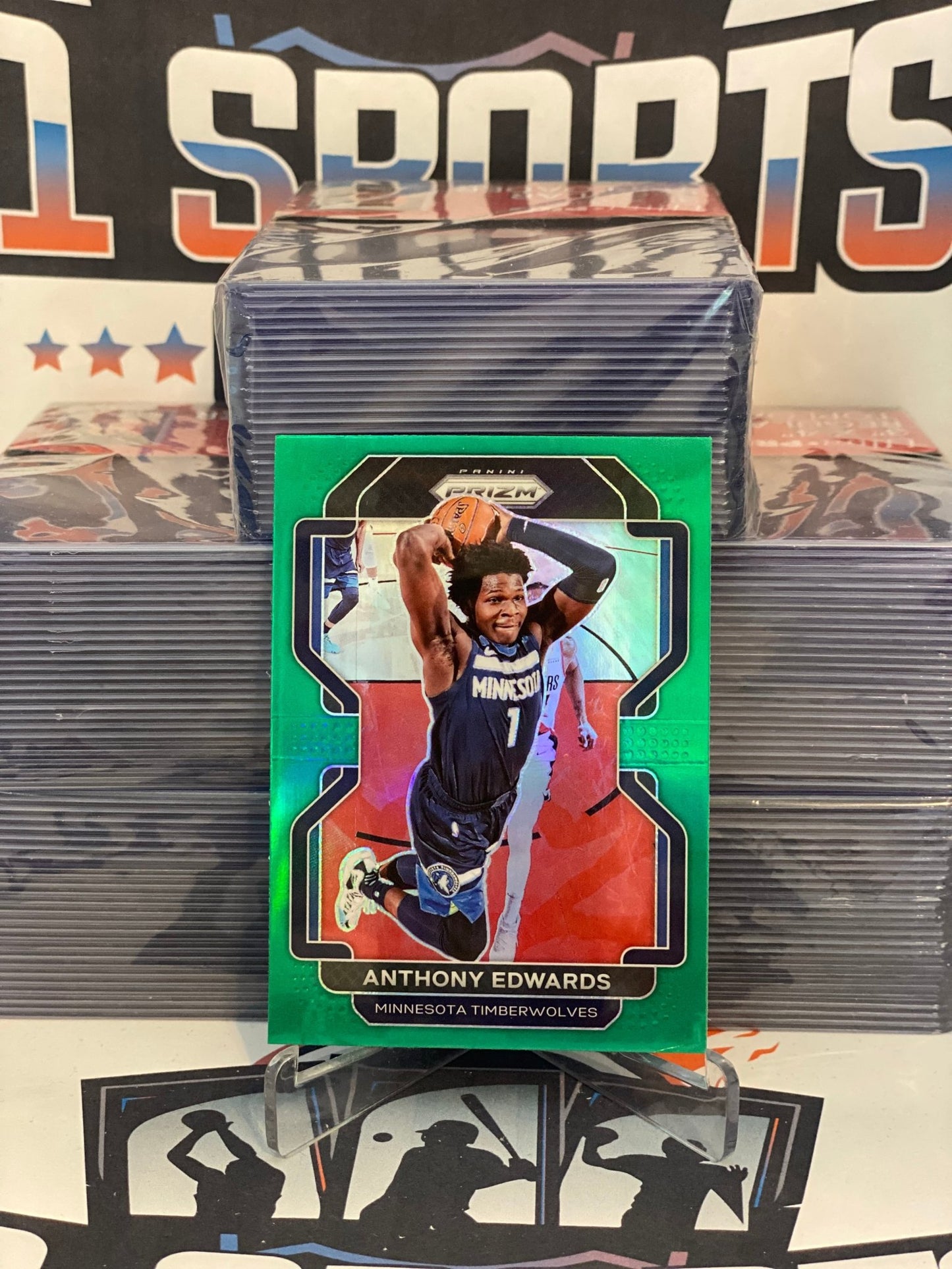 2021 Panini Prizm (Green Prizm) Anthony Edwards #37