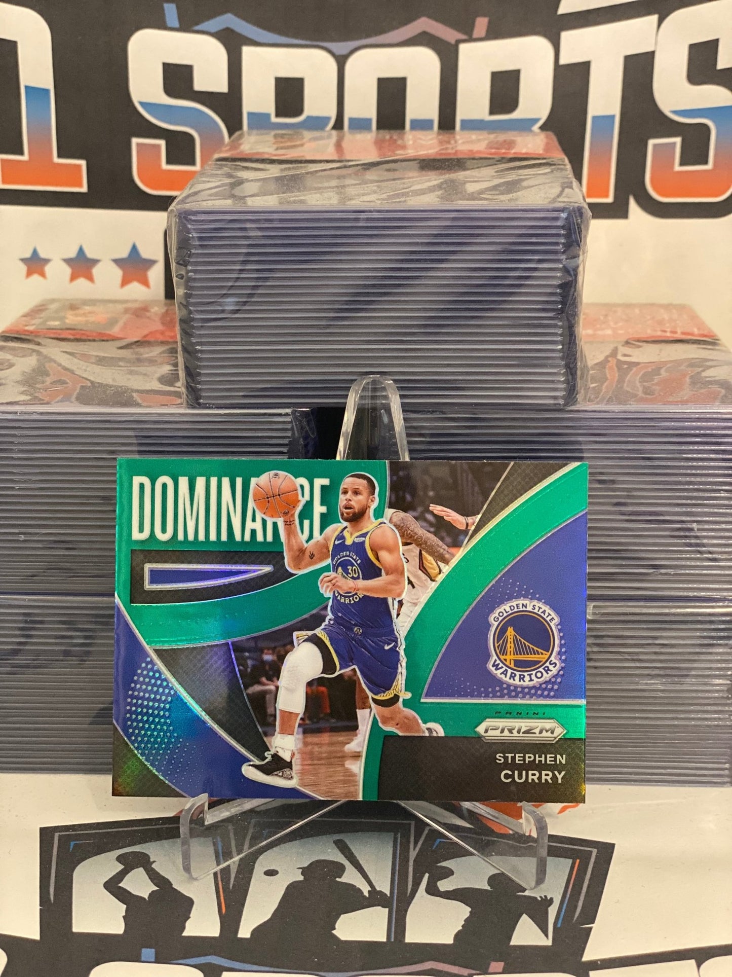 2021 Panini Prizm (Green Prizm, Dominance) Stephen Curry #14