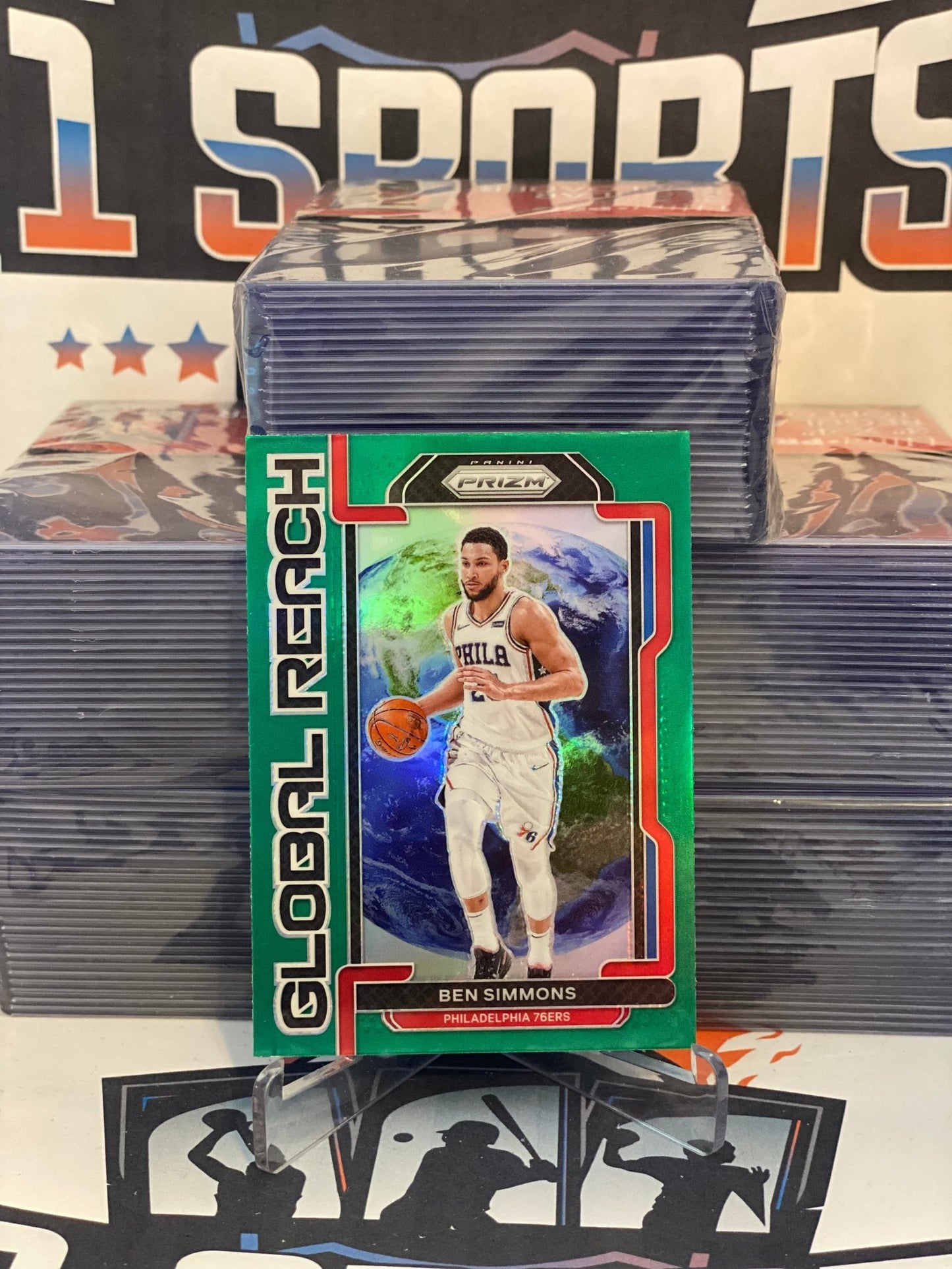 2021 Panini Prizm (Green Prizm, Global Reach) Ben Simmons #5