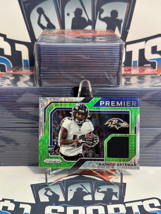 2021 Panini Prizm (Neon Green Pulsar Prizm, Premier Jersey Relic) Rashod Bateman Rookie #PJ-10