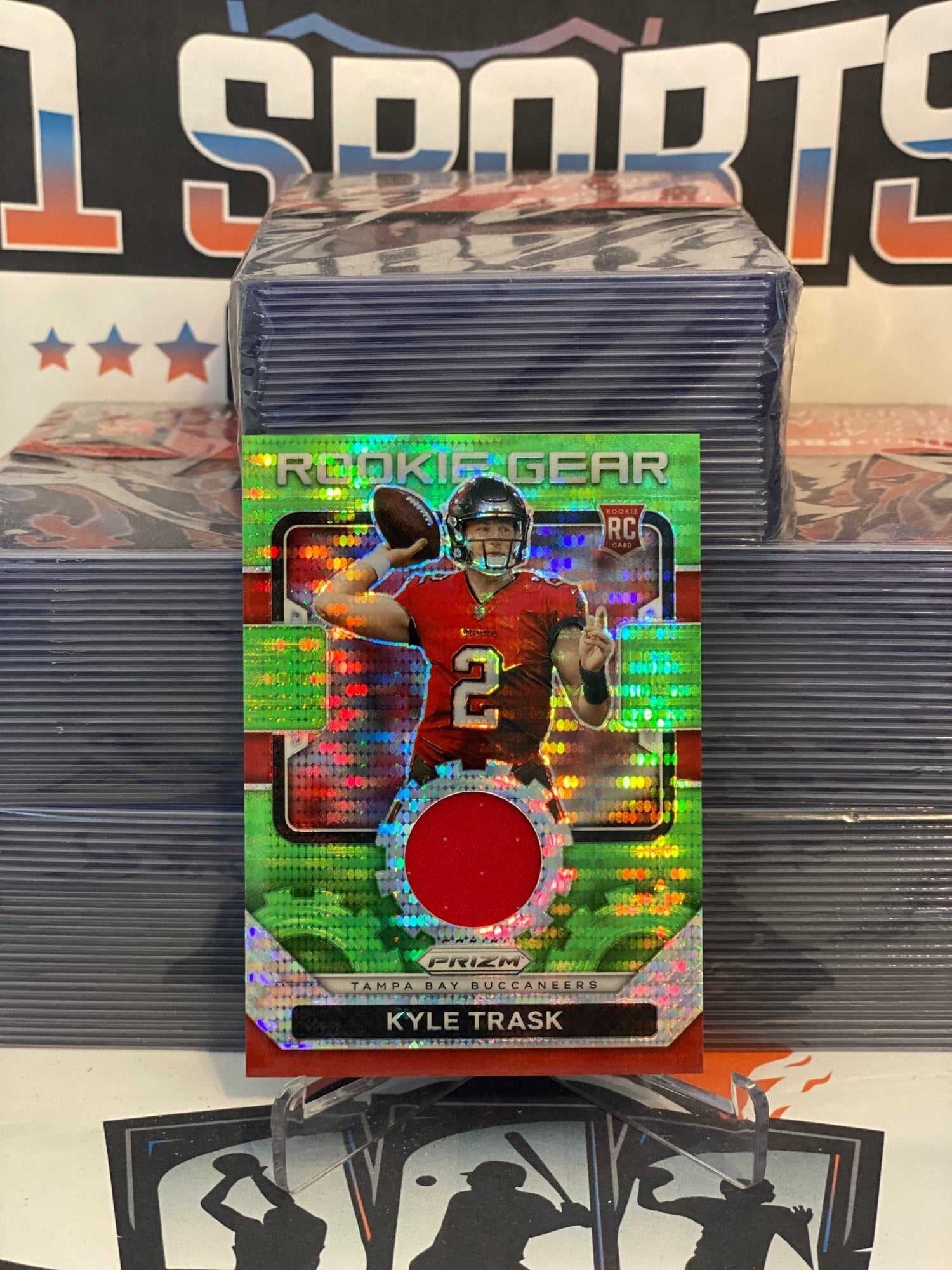 2021 Panini Prizm (Neon Green Pulsar Prizm, Rookie Gear Relic) Kyle Trask #RG-9