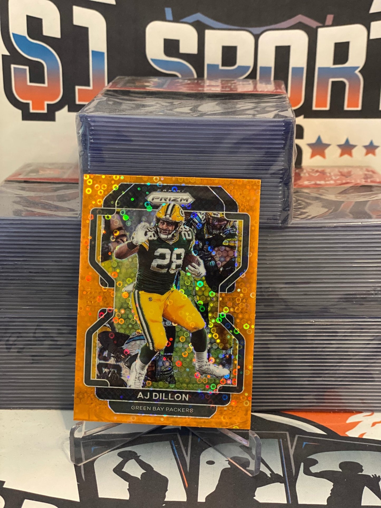 2021 Panini Prizm (Orange Disco Prizm) AJ Dillon #140