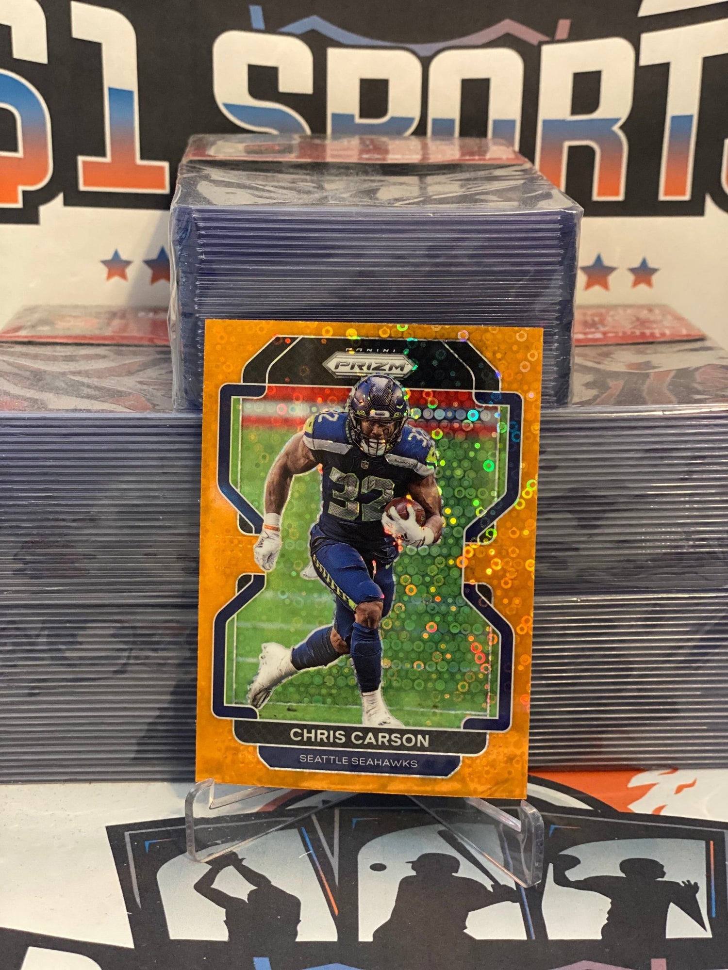 2021 Panini Prizm (Orange Disco Prizm) Chris Carson #46