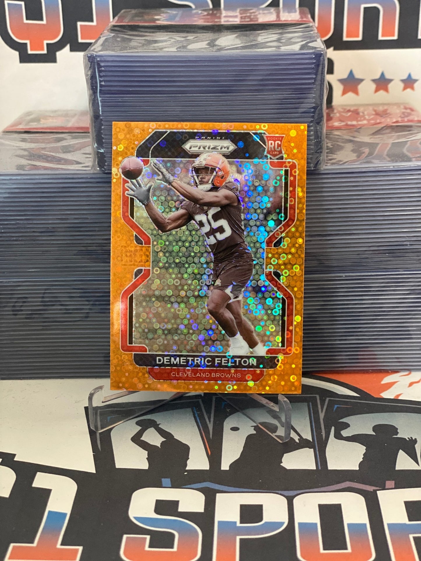 2021 Panini Prizm (Orange Disco Prizm) Demetric Felton Rookie #411