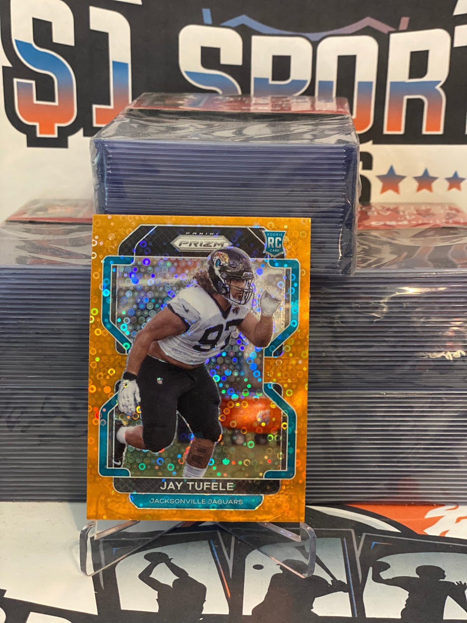 2021 Panini Prizm (Orange Disco Prizm) Jay Tufele Rookie #440