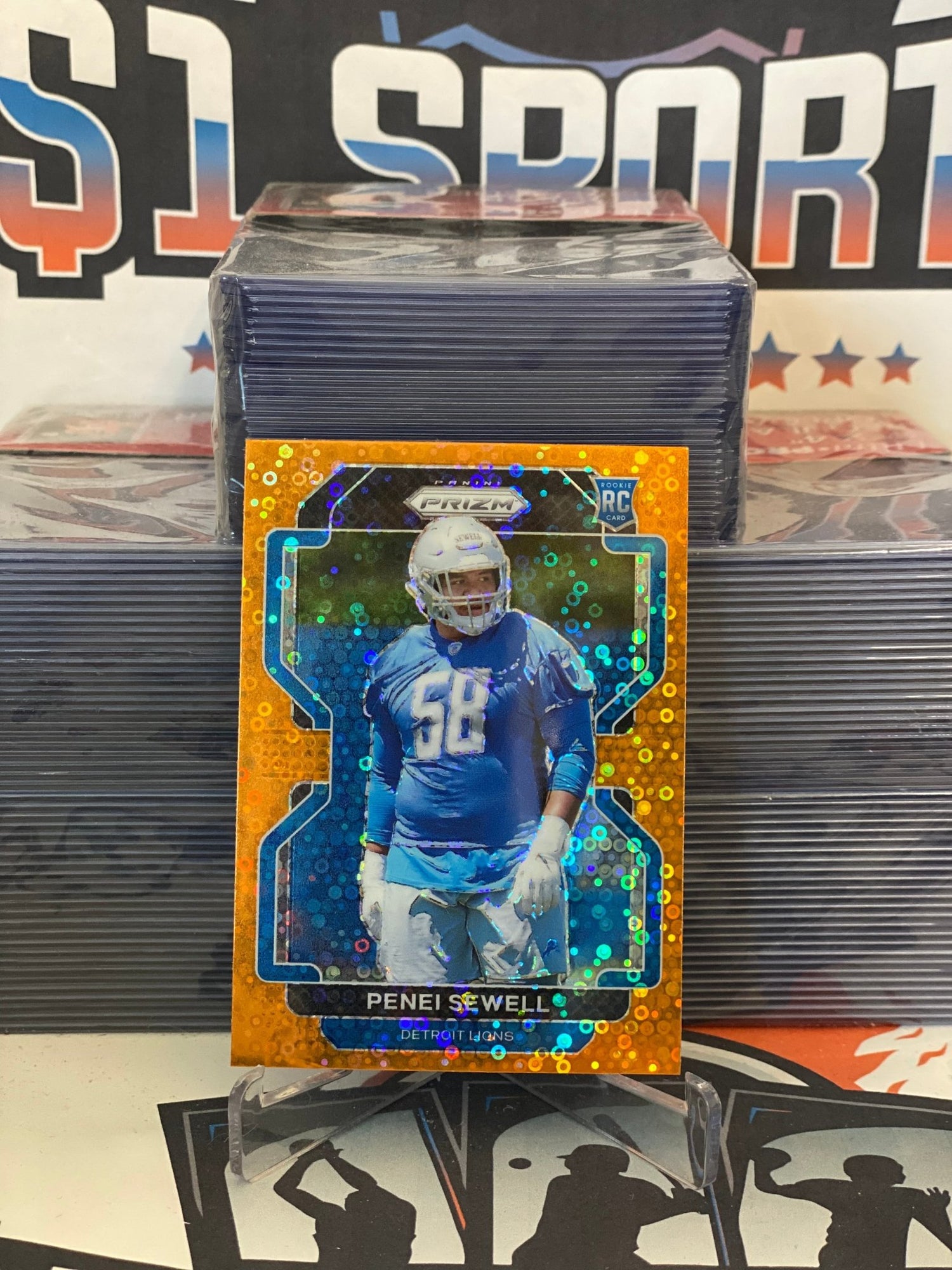 2021 Panini Prizm (Orange Disco Prizm) Penei Sewell Rookie #429