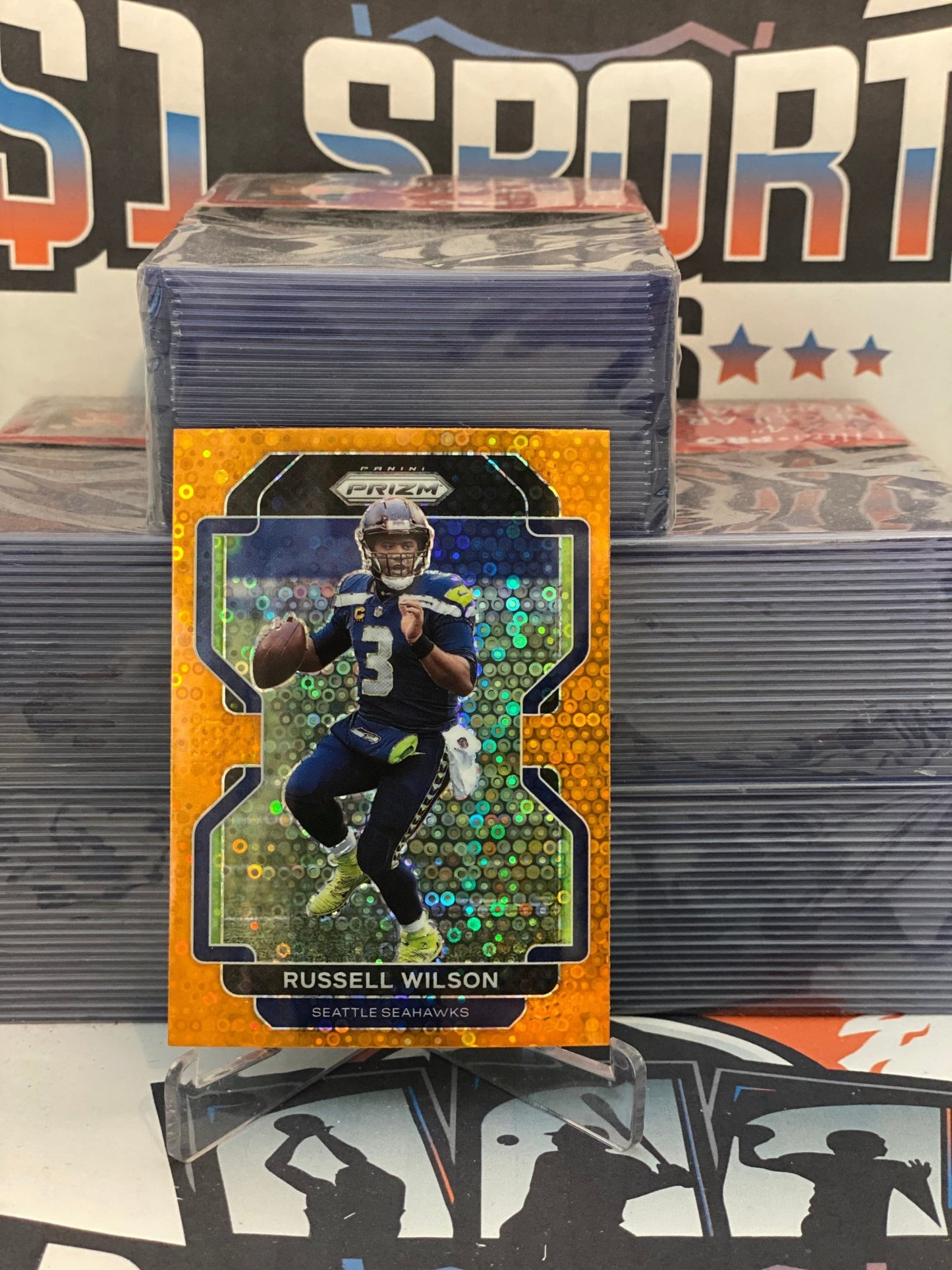 2021 Panini Prizm (Orange Disco Prizm) Russell Wilson #45