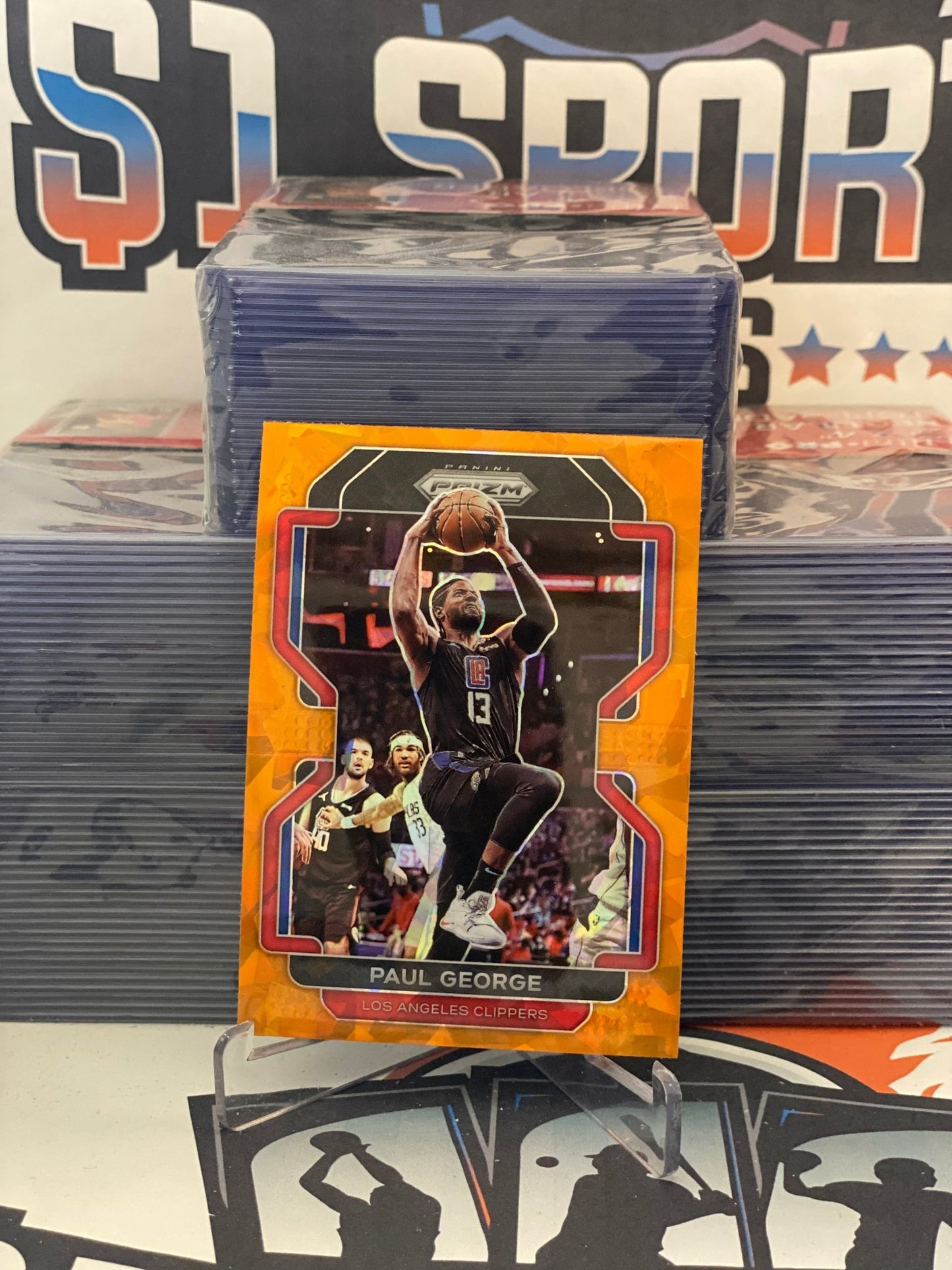 2021 Panini Prizm (Orange Ice Prizm) Paul George #220