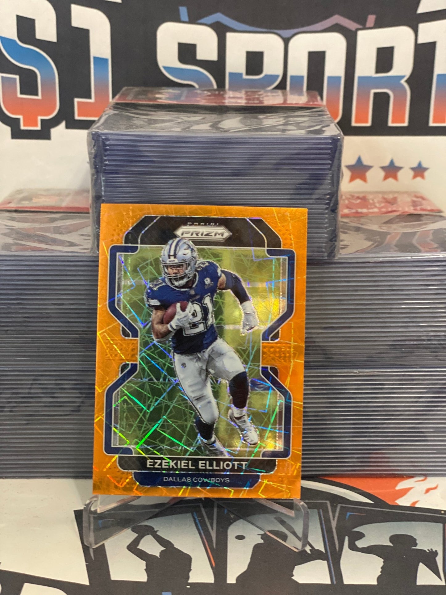 2021 Panini Prizm (Orange Lazer Prizm) Ezekiel Elliott #243