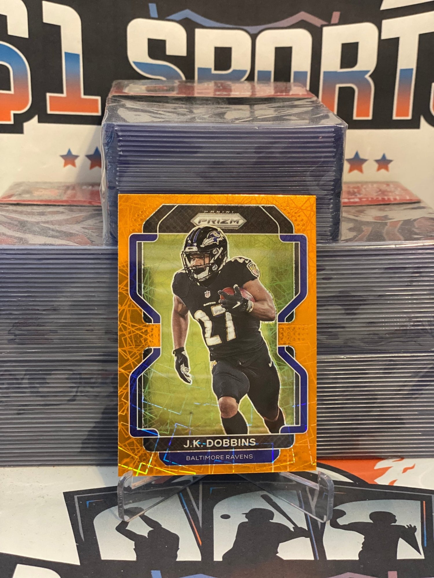 2021 Panini Prizm (Orange Lazer Prizm) J.K. Dobbins #283