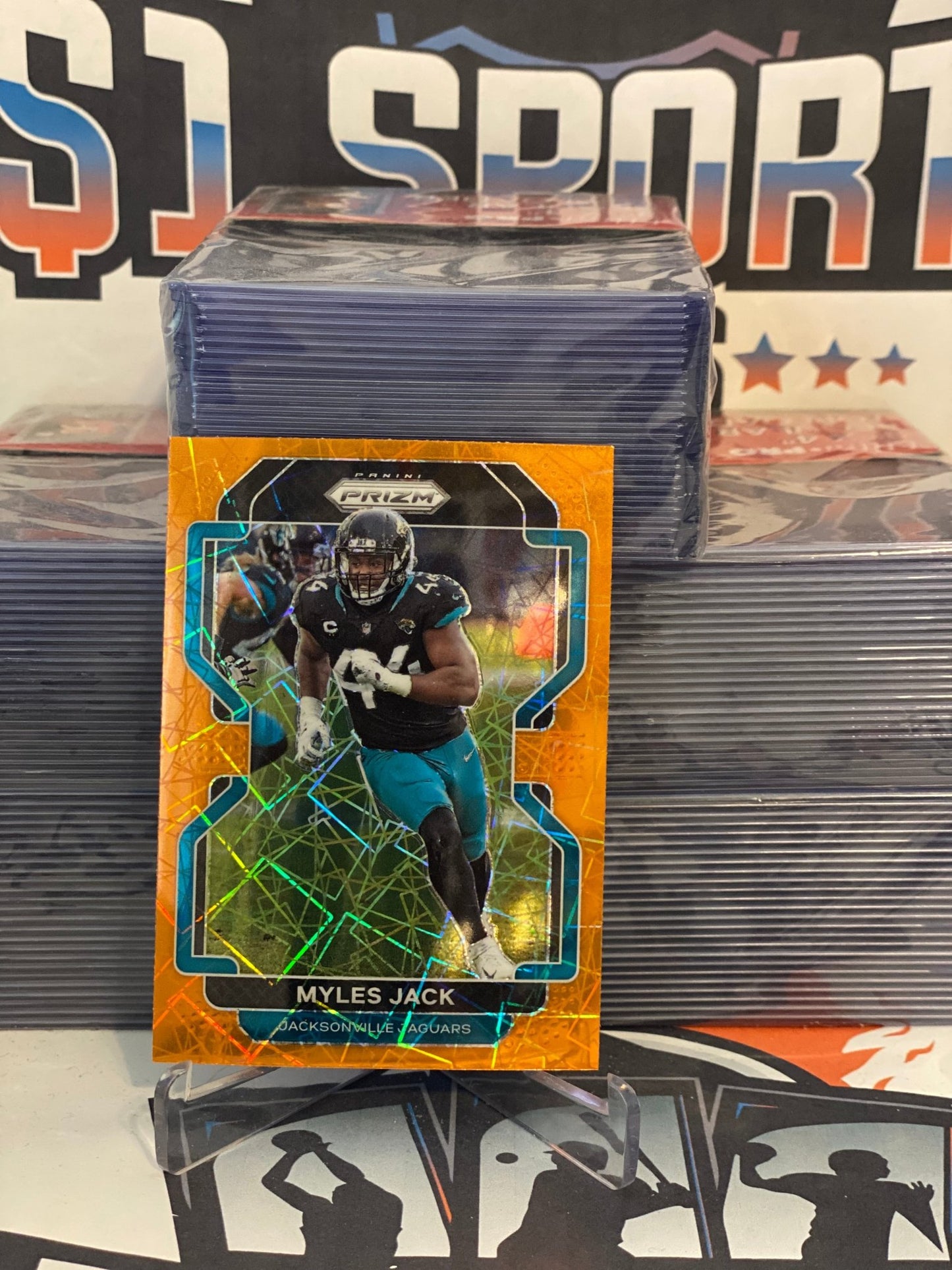 2021 Panini Prizm (Orange Lazer Prizm) Myles Jack #16