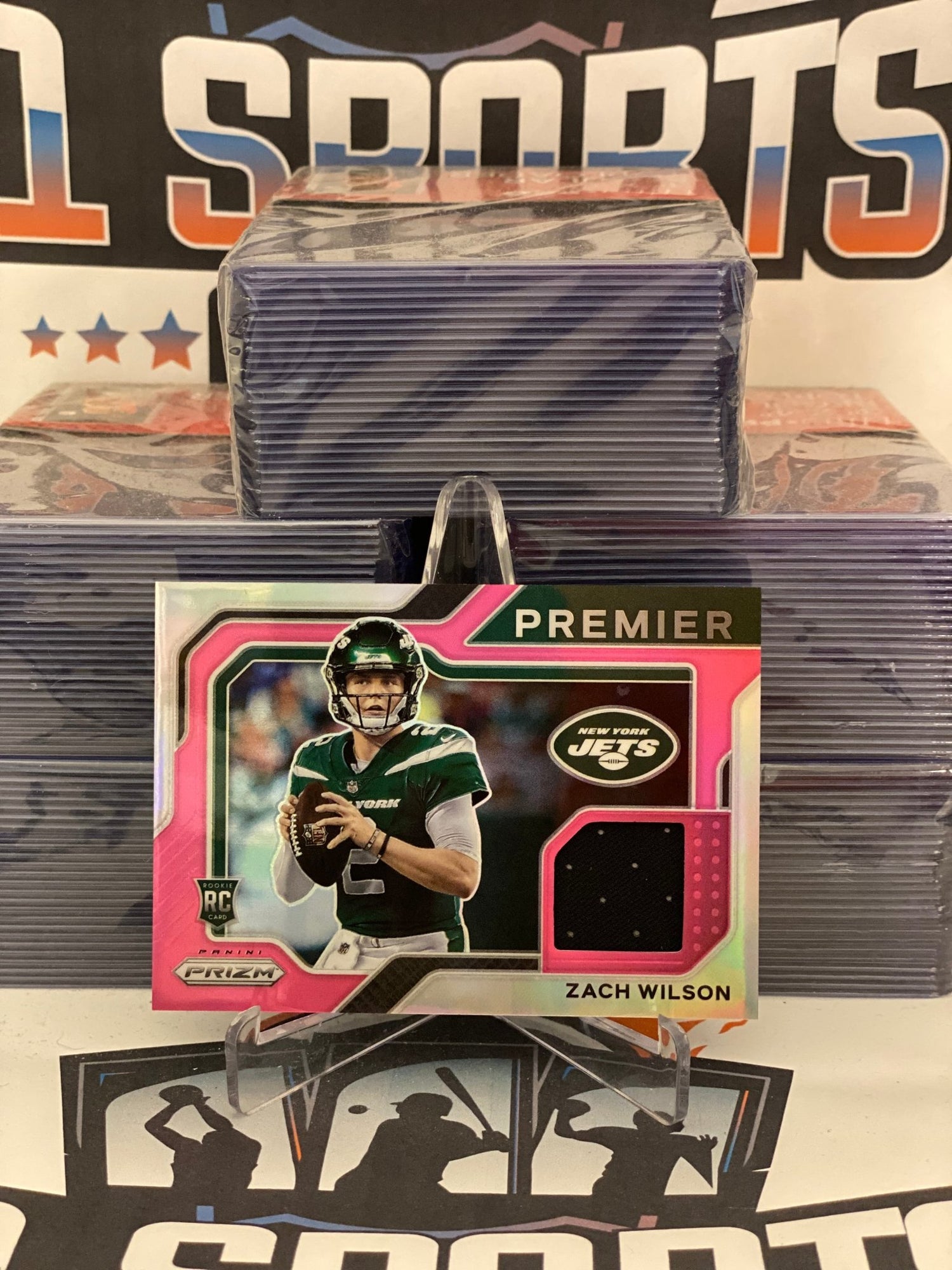 2021 Panini Prizm (Pink Pulsar Prizm, Premier Jersey Relic) Zach Wilson Rookie #PJ-8