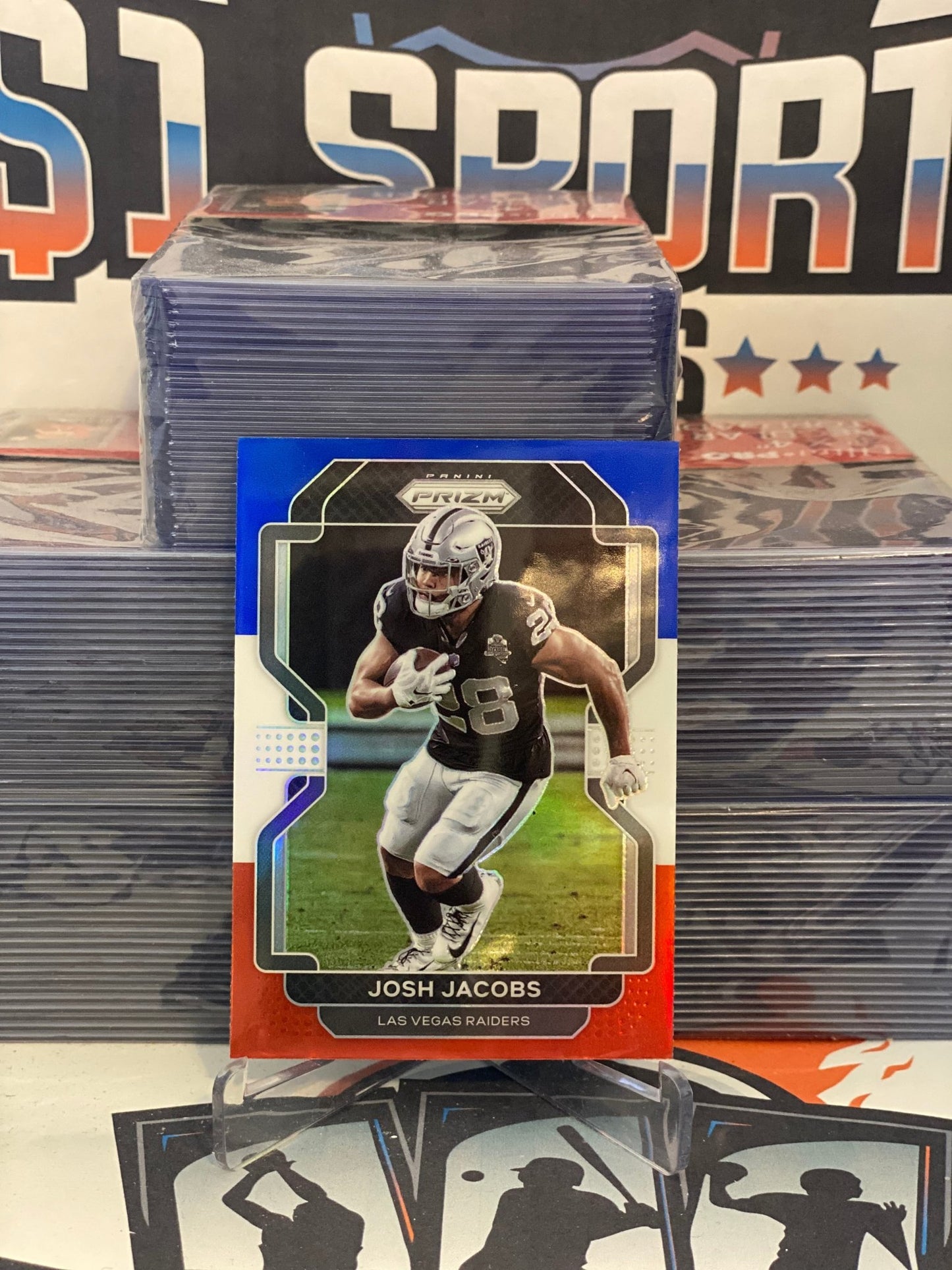 2021 Panini Prizm (Red White Blue Prizm) Josh Jacobs #180