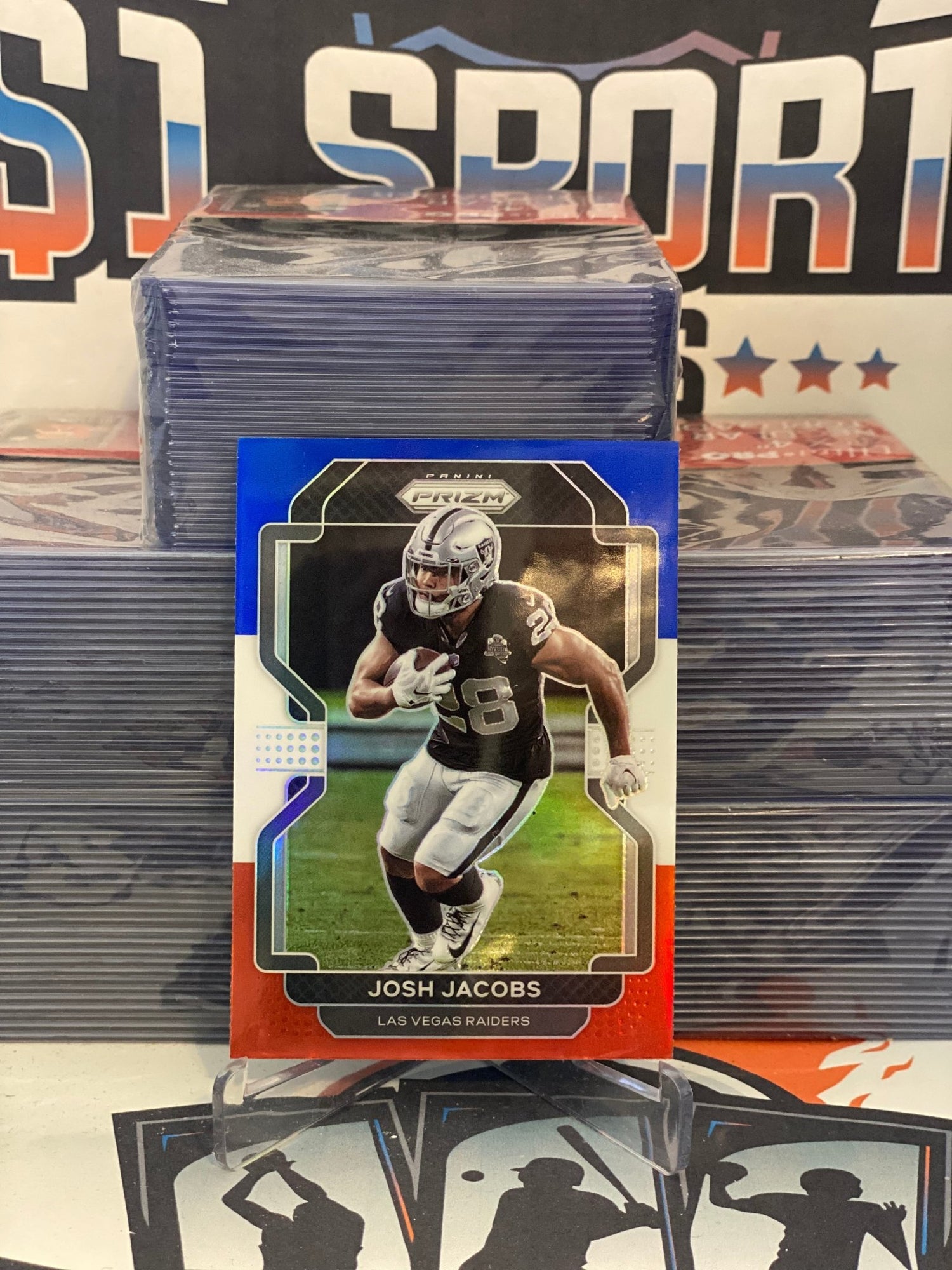 2021 Panini Prizm (Red White Blue Prizm) Josh Jacobs #180