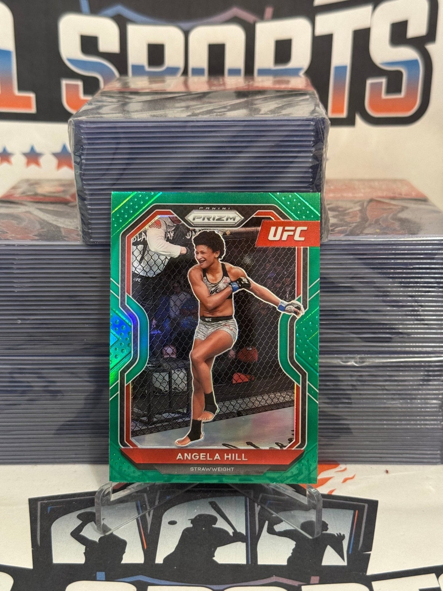 2021 Panini Prizm UFC (Green Prizm) Angela Hill #86