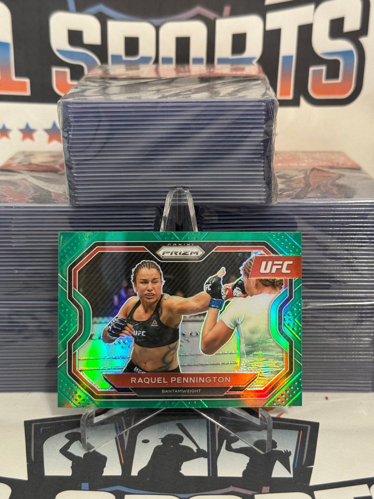 2021 Panini Prizm UFC (Green Prizm) Raquel Pennington #185