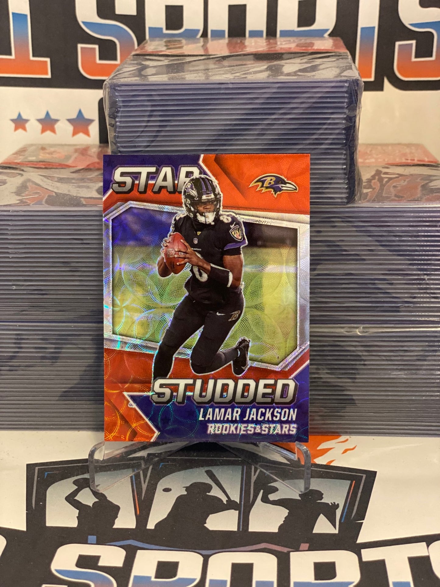2021 Panini Rookies & Stars (Red Circles Prizm, Star Studded) Lamar Jackson #SS-14