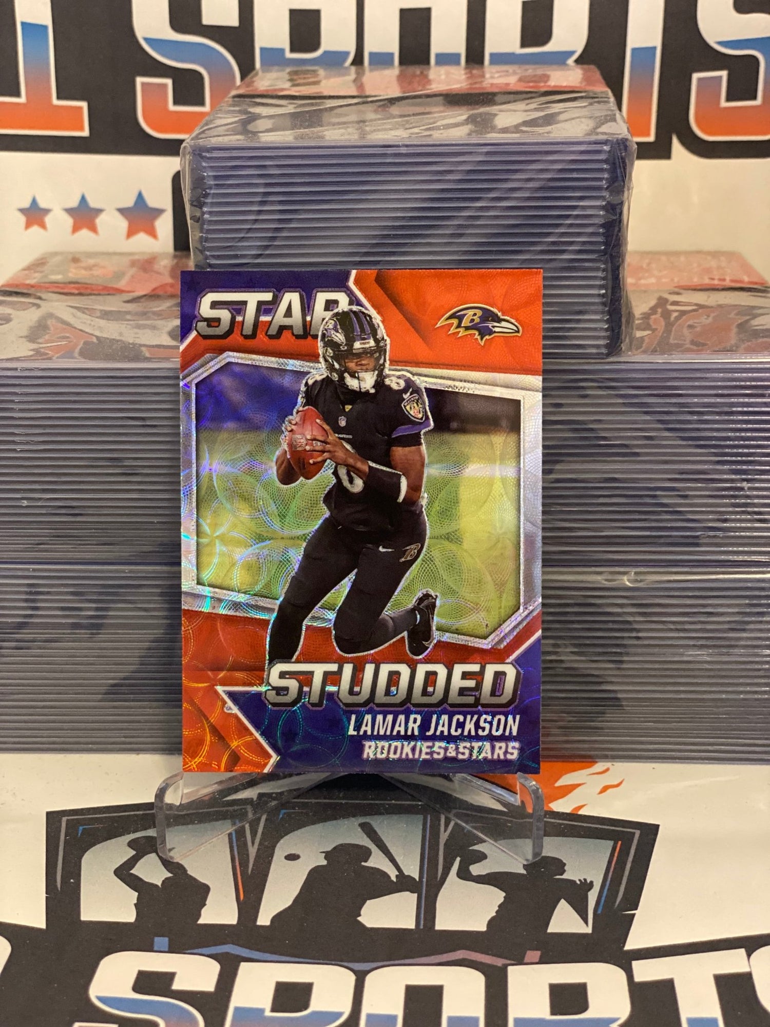 2021 Panini Rookies & Stars (Red Circles Prizm, Star Studded) Lamar Jackson #SS-14
