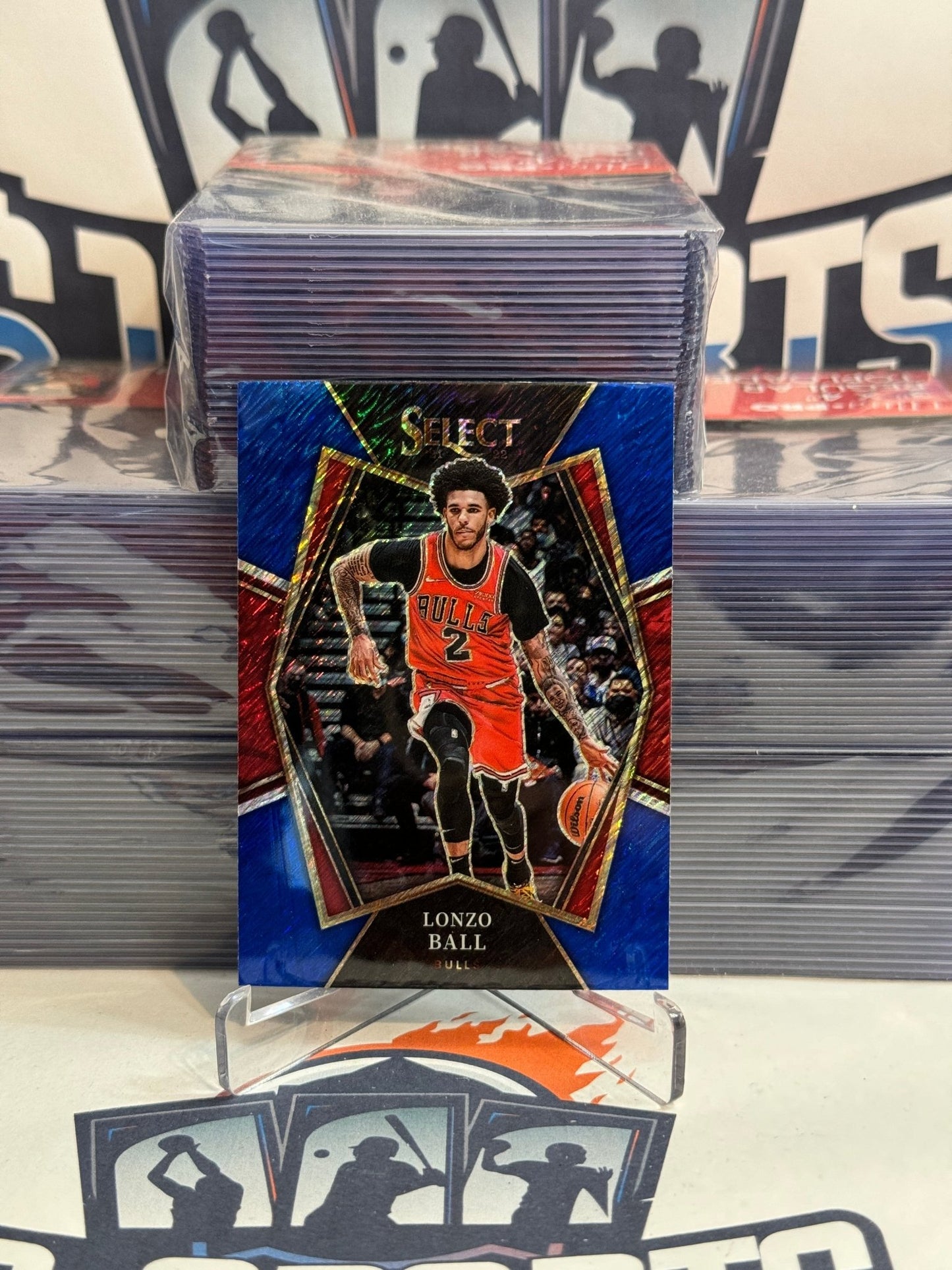 2021 Panini Select (Blue Shimmer Prizm) Lonzo Ball #107