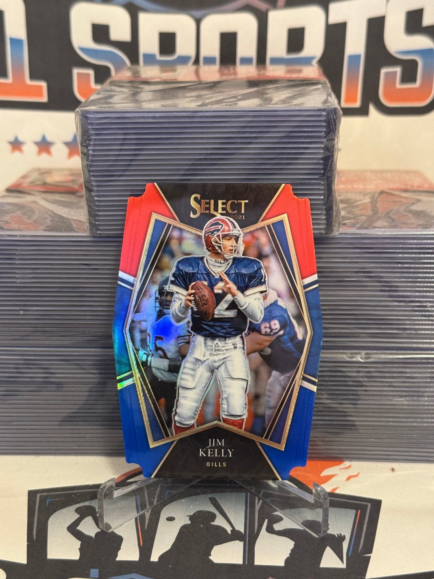 2021 Panini Select (Red & Blue Die Cut Prizm) Jim Kelly #141