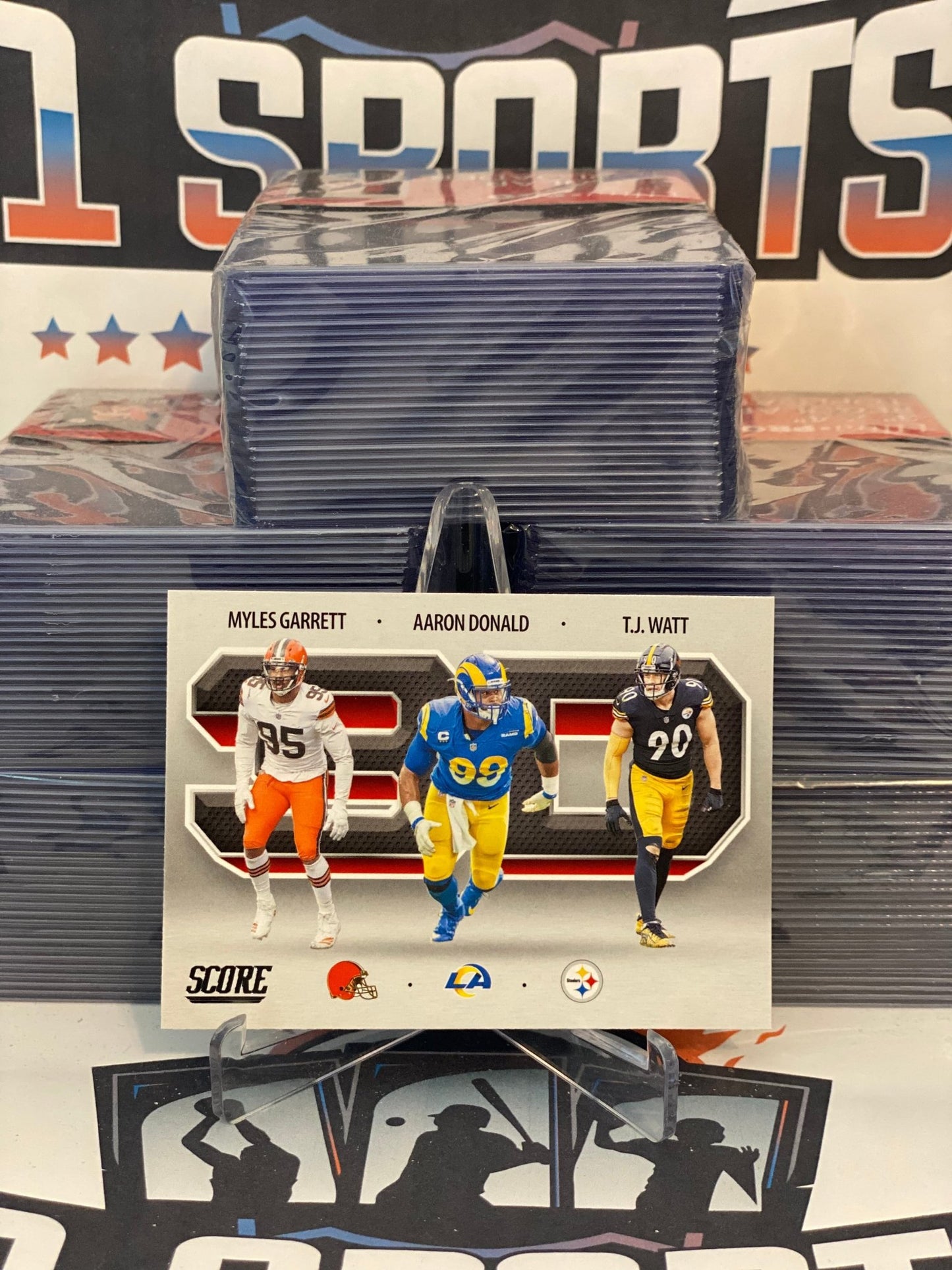 2021 Score (3D) Myles Garrett, Aaron Donald, TJ Watt #3D9