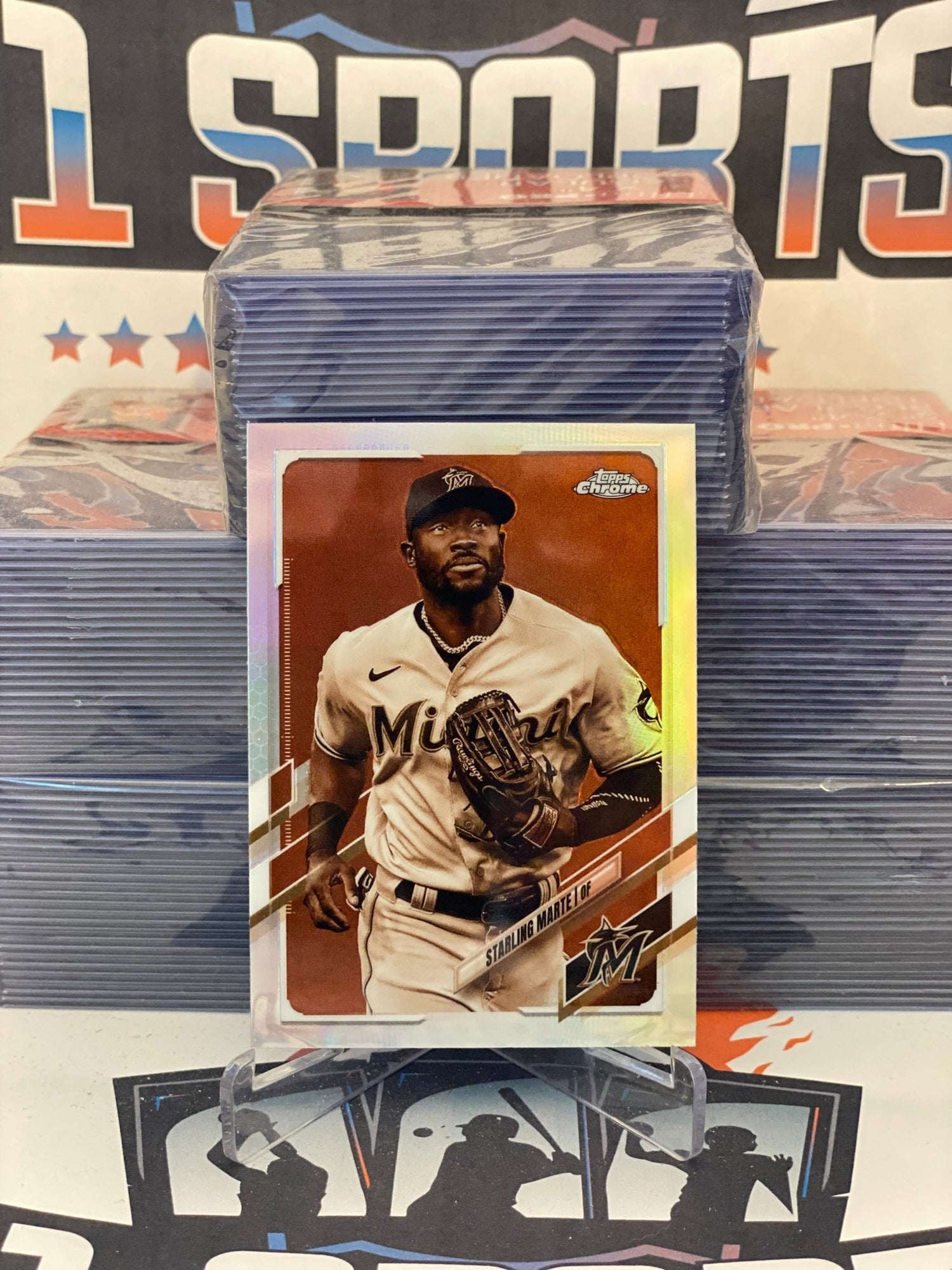 2021 Topps Chrome (Sepia Refractor) Starling Marte #160