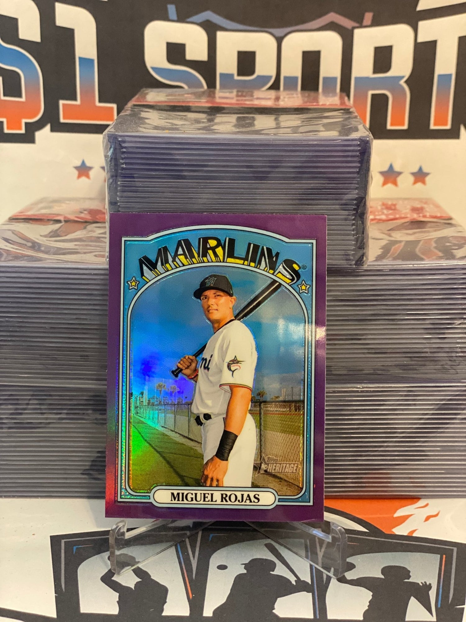 2021 Topps Heritage (Purple Chrome Refractor) Miguel Rojas #9