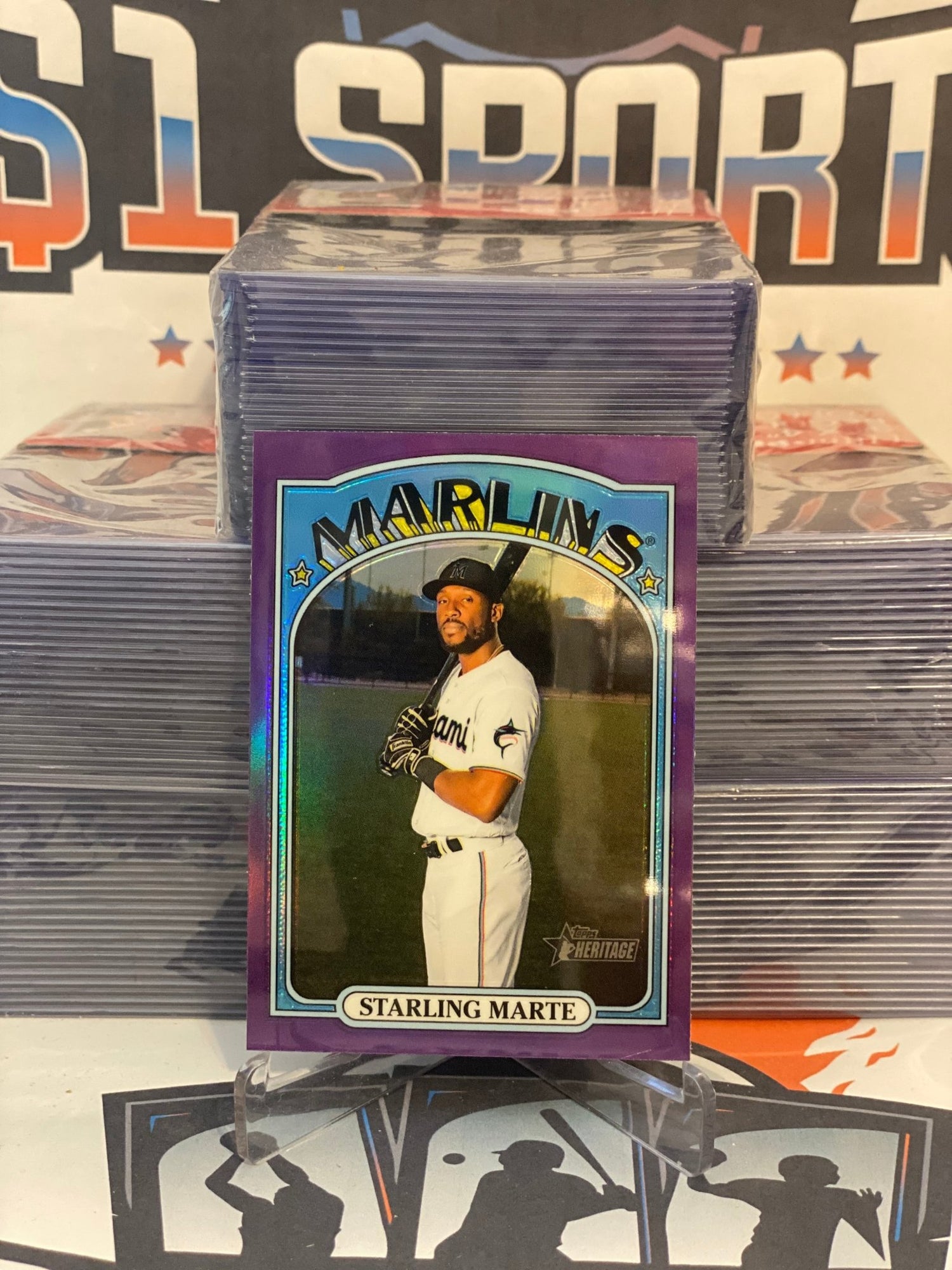 2021 Topps Heritage (Purple Chrome Refractor) Starling Marte #131