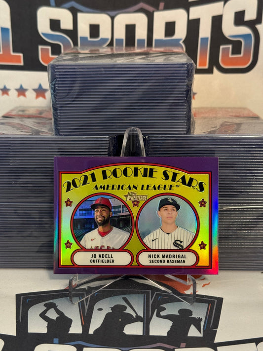 2021 Topps Heritage (Purple Refractor, Rookie Stars) Jo Adell & Nick Madrigal #187
