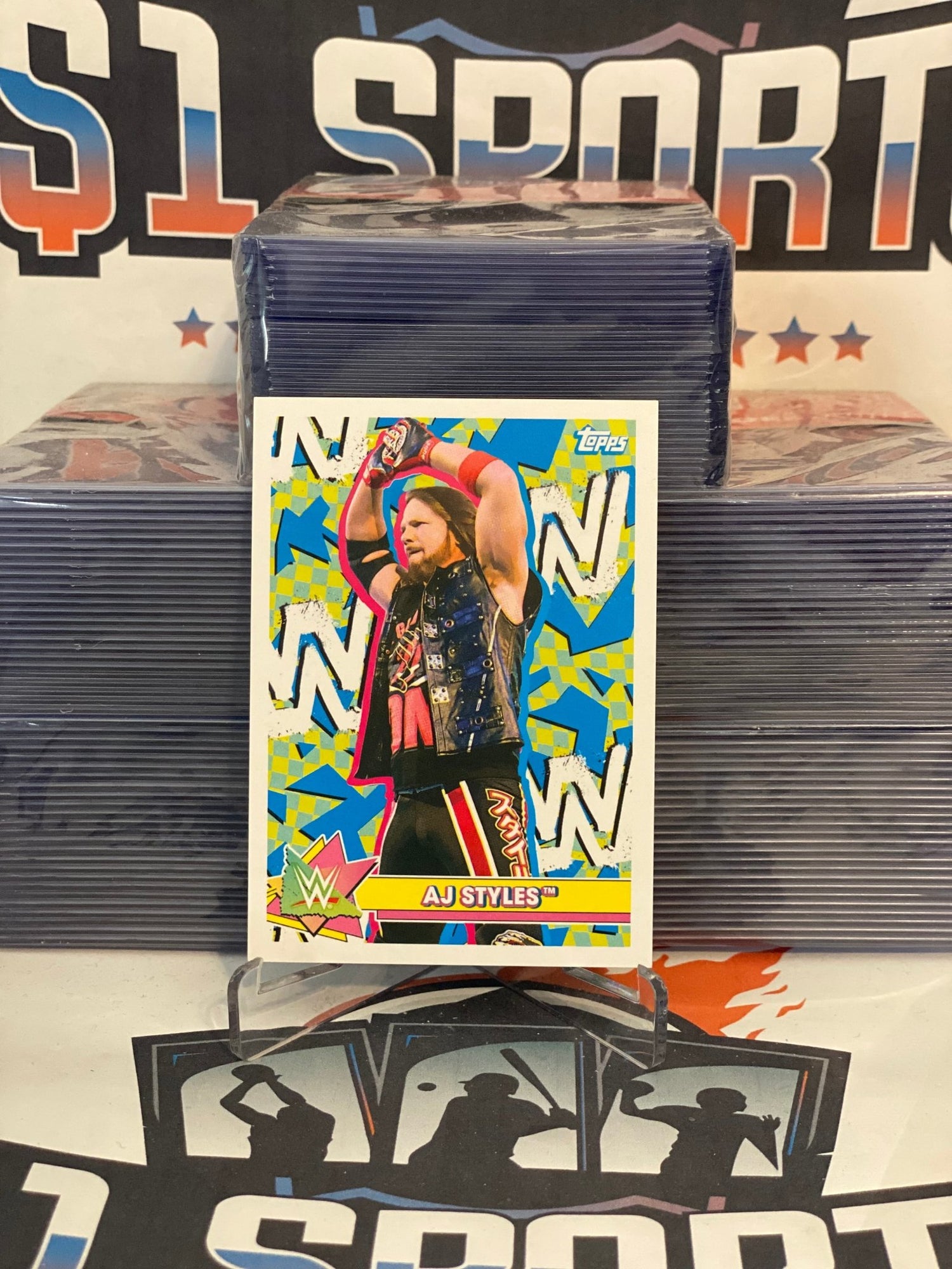 2021 Topps Heritage WWE (Sticker) AJ Styles #S-1