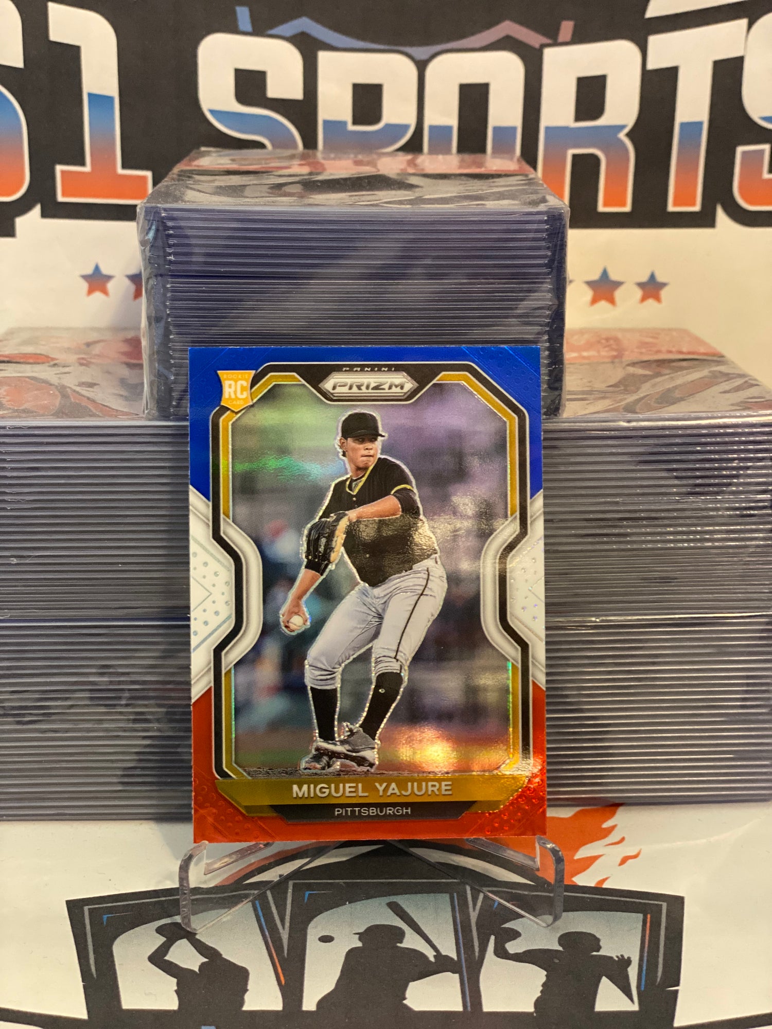 2021 Panini Prizm (Red White Blue Prizm) Miguel Yajure Rookie #165