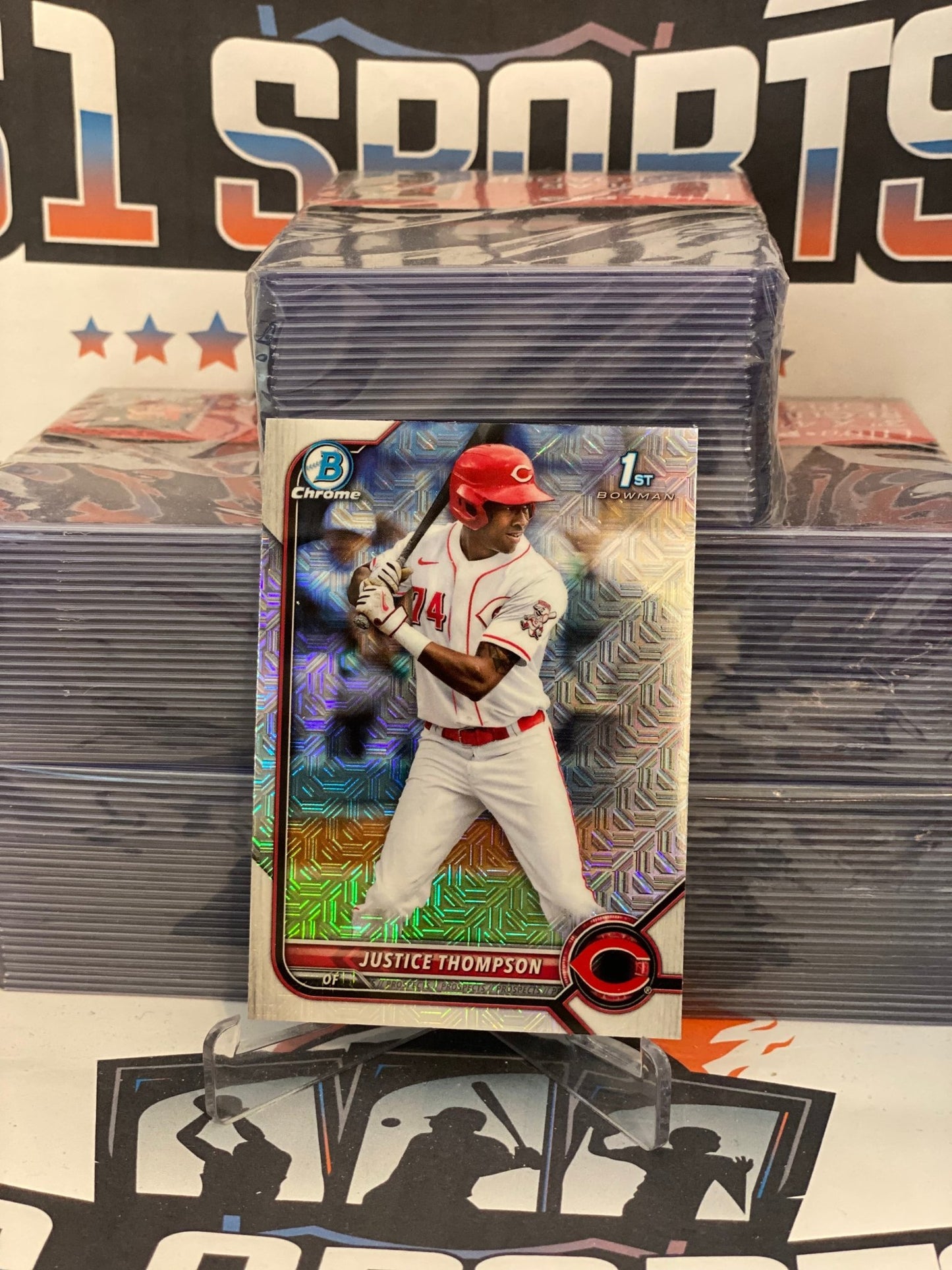 2022 Bowman Chrome Prospects (Mega Refractor, 1st Bowman) Justice Thompson #BCP-59