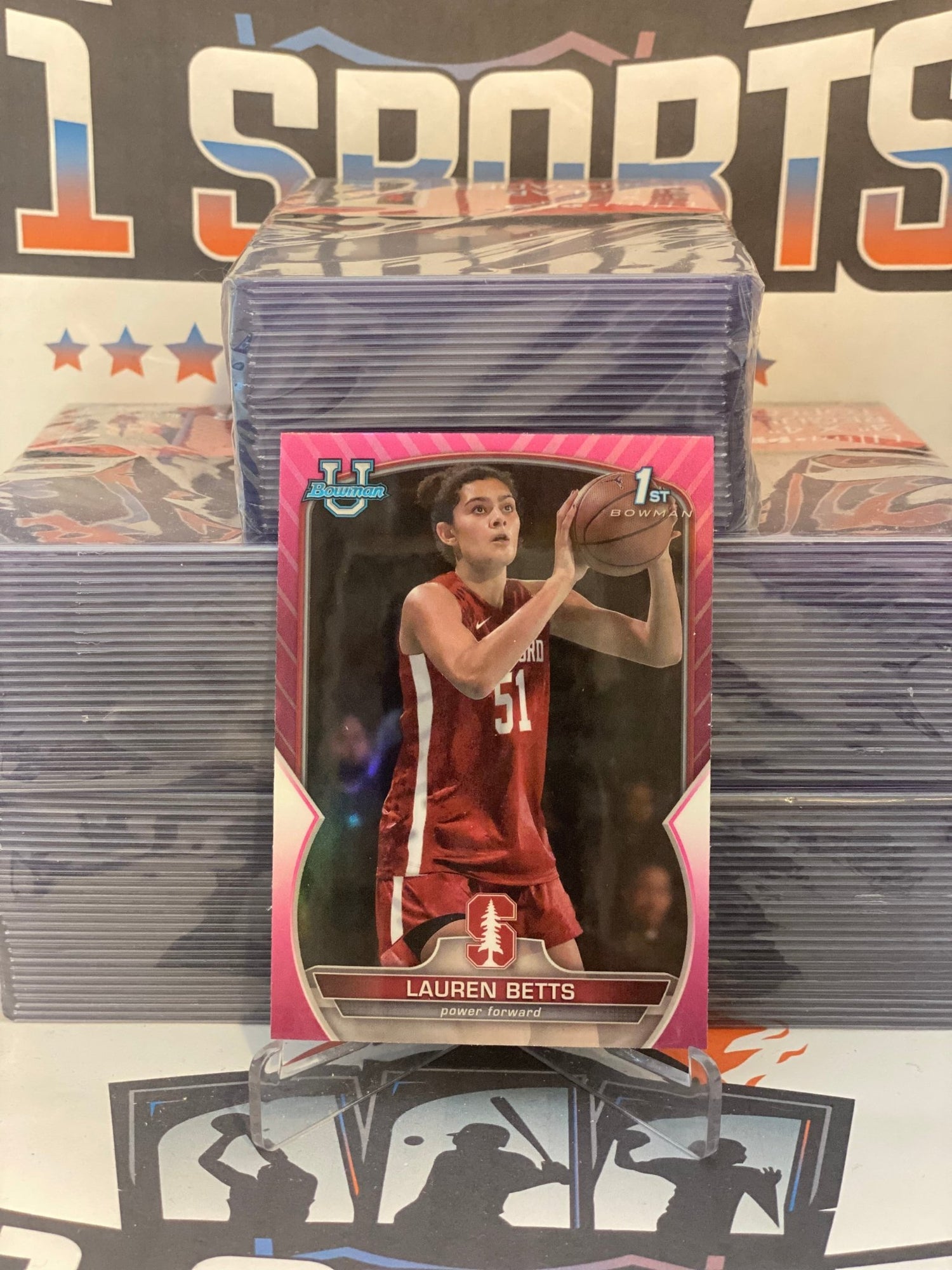 2022 Bowman Chrome University (Pink Refractor, 1st Bowman) Lauren Betts #49