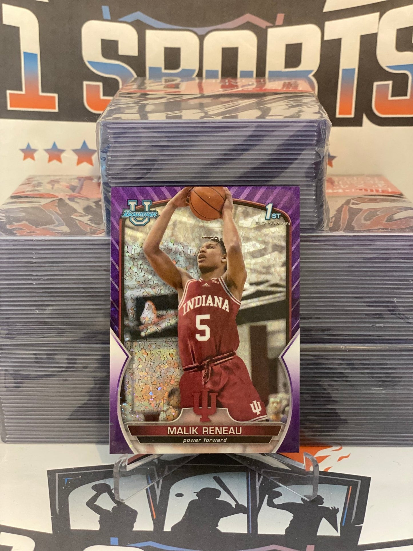 2022 Bowman Chrome University (Purple Mini-Diamond Refractor, 1st Bowman 359/399) Malik Reneau #82