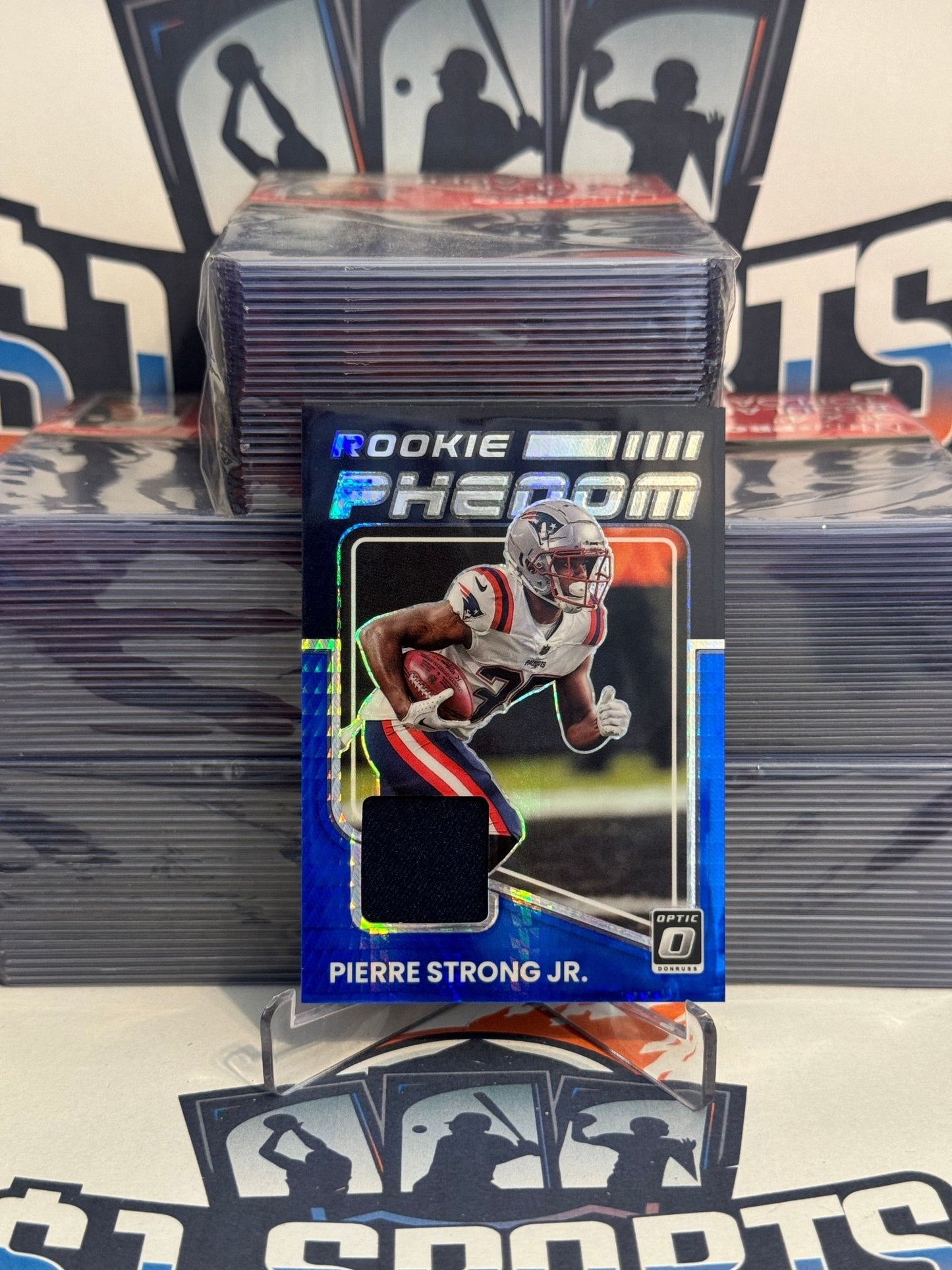 2022 Donruss Optic (Blue Hyper Prizm, Rookie Phenom Relic) Pierre Strong Jr. #RP-PS