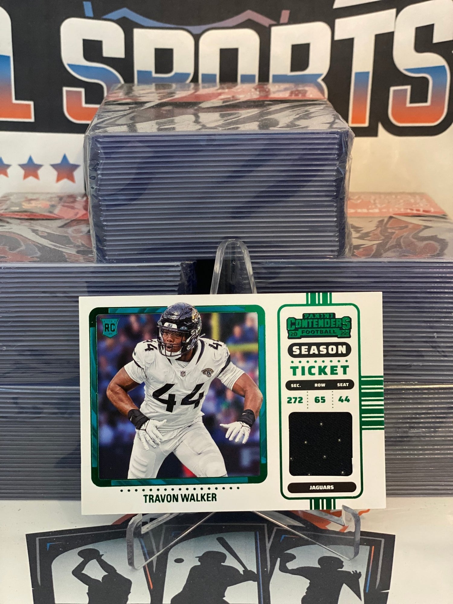 2022 Panini Contenders (Green, Rookie Ticket Relic) Travon Walker #RTS-TWA