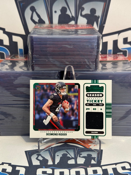 2022 Panini Contenders (Green, Season Ticket Relic) Desmond Ridder Rookie #RSV-DRI