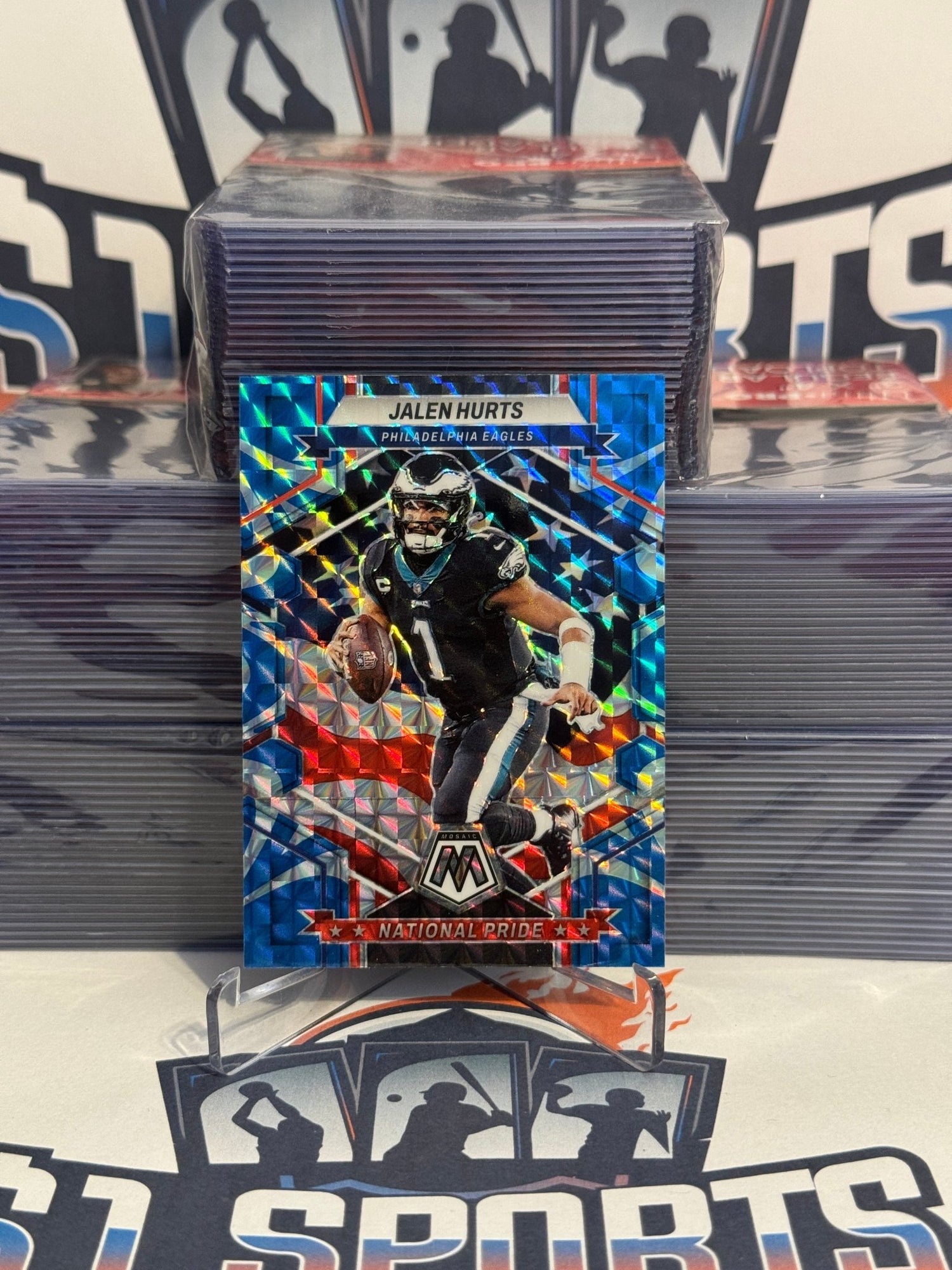 2022 Panini Mosaic (Blue Reactive Prizm, National Pride) Jalen Hurts #252