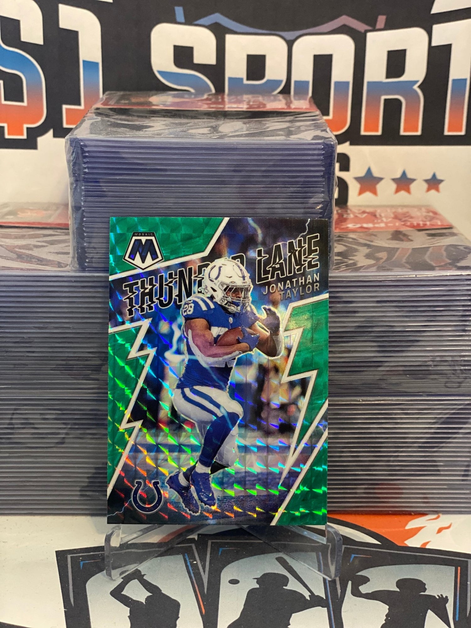 2022 Panini Mosaic (Green Prizm, Thunder Lane) Jonathan Taylor #TL-1