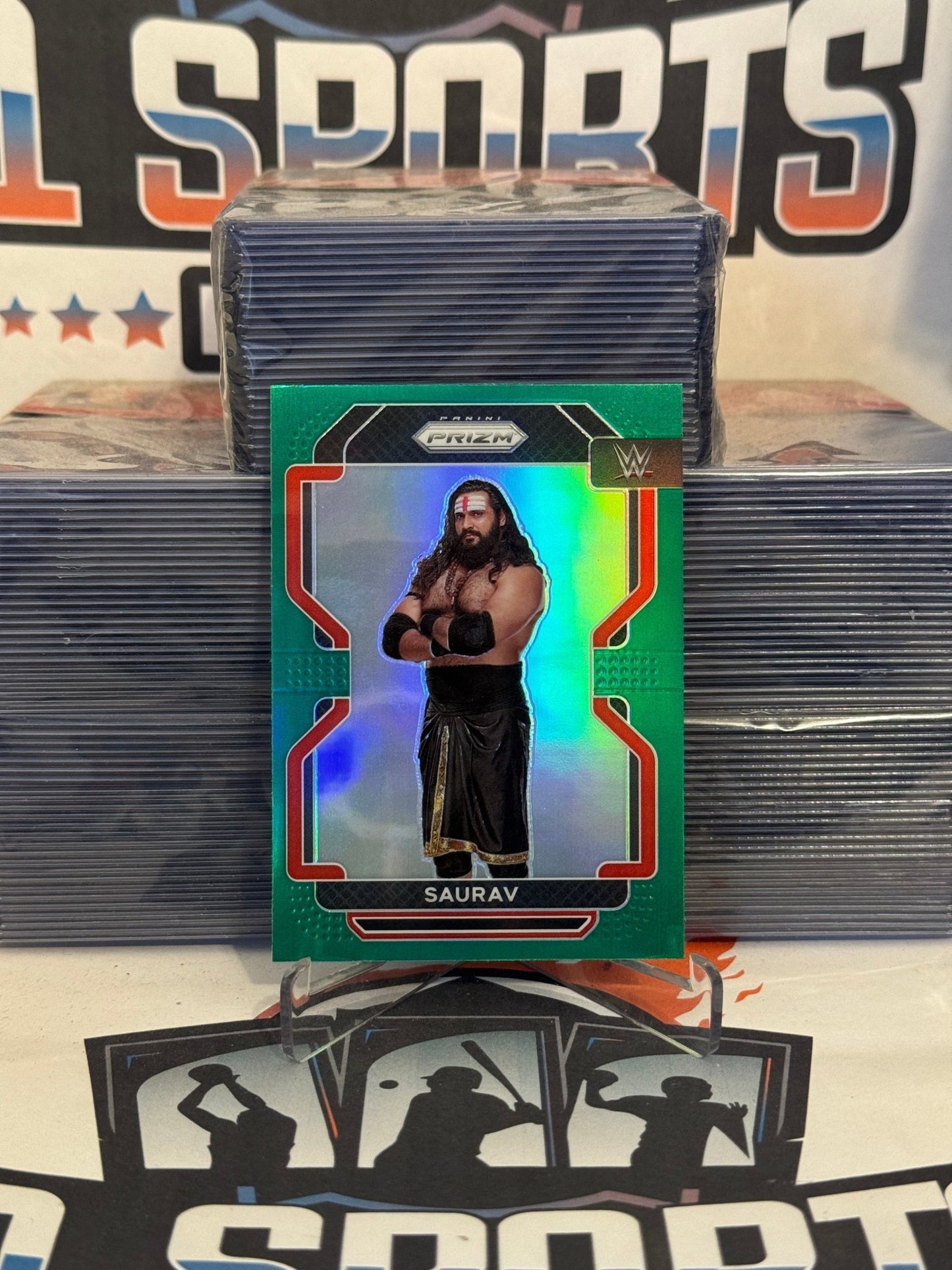 2022 Panini Prizm WWE (Green Prizm) Saurav #103