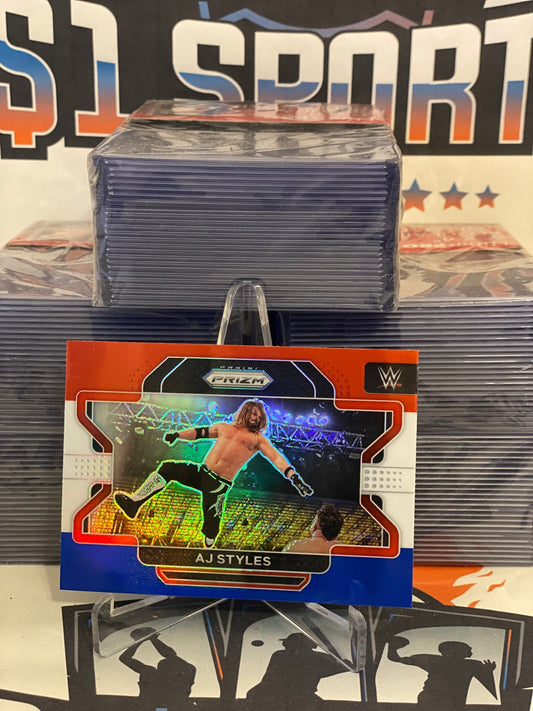 2022 Panini Prizm WWE (Red White Blue Prizm) AJ Styles #7