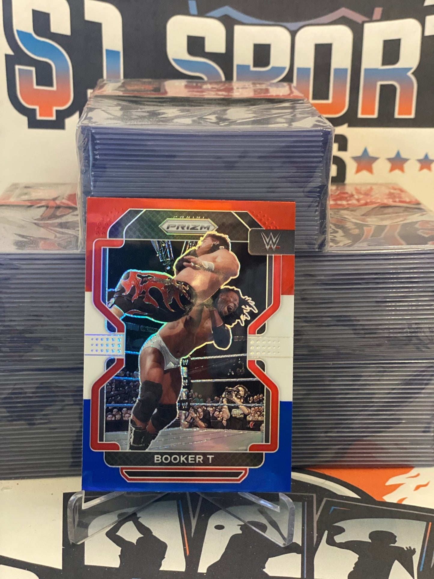 2022 Panini Prizm WWE (Red White Blue Prizm) Booker T #146