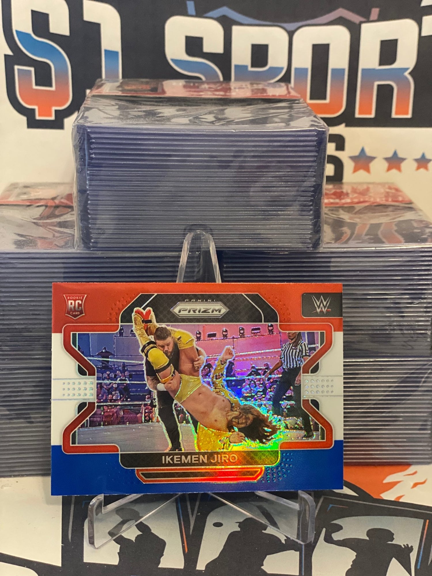 2022 Panini Prizm WWE (Red White Blue Prizm) Ikemen Jiro Rookie #81