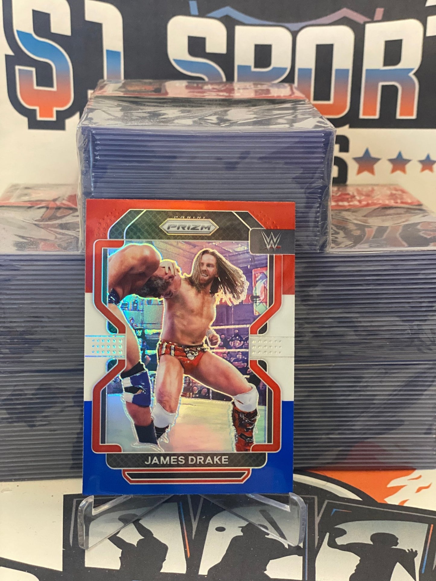 2022 Panini Prizm WWE (Red White Blue Prizm) James Drake #105