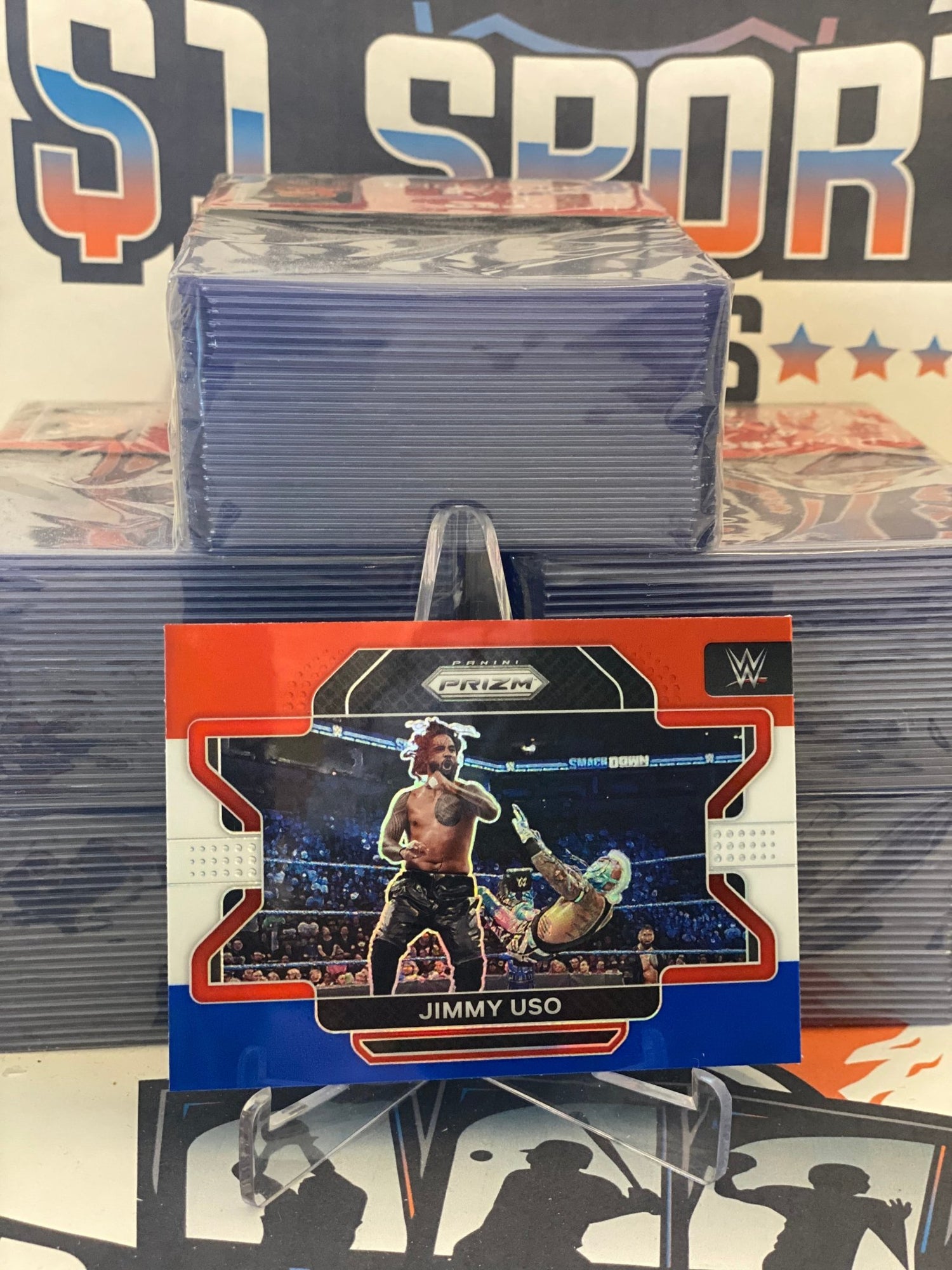 2022 Panini Prizm WWE (Red White Blue Prizm) Jimmy Uso #15